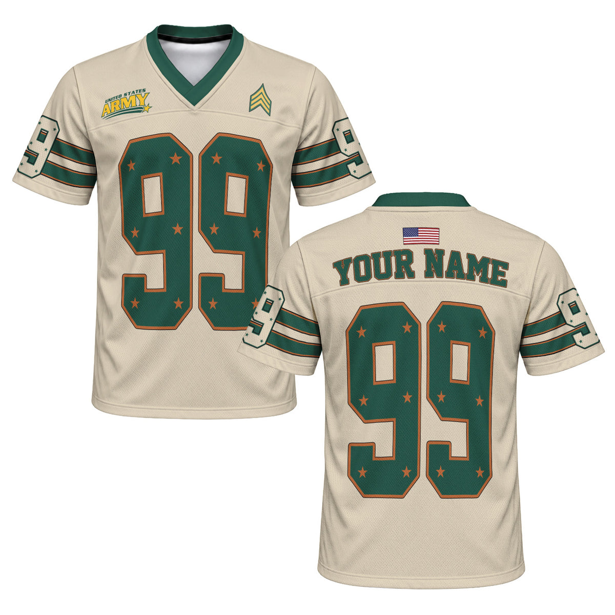 Personalized U.S. Army Jersey Custom Military Rank Name and Text