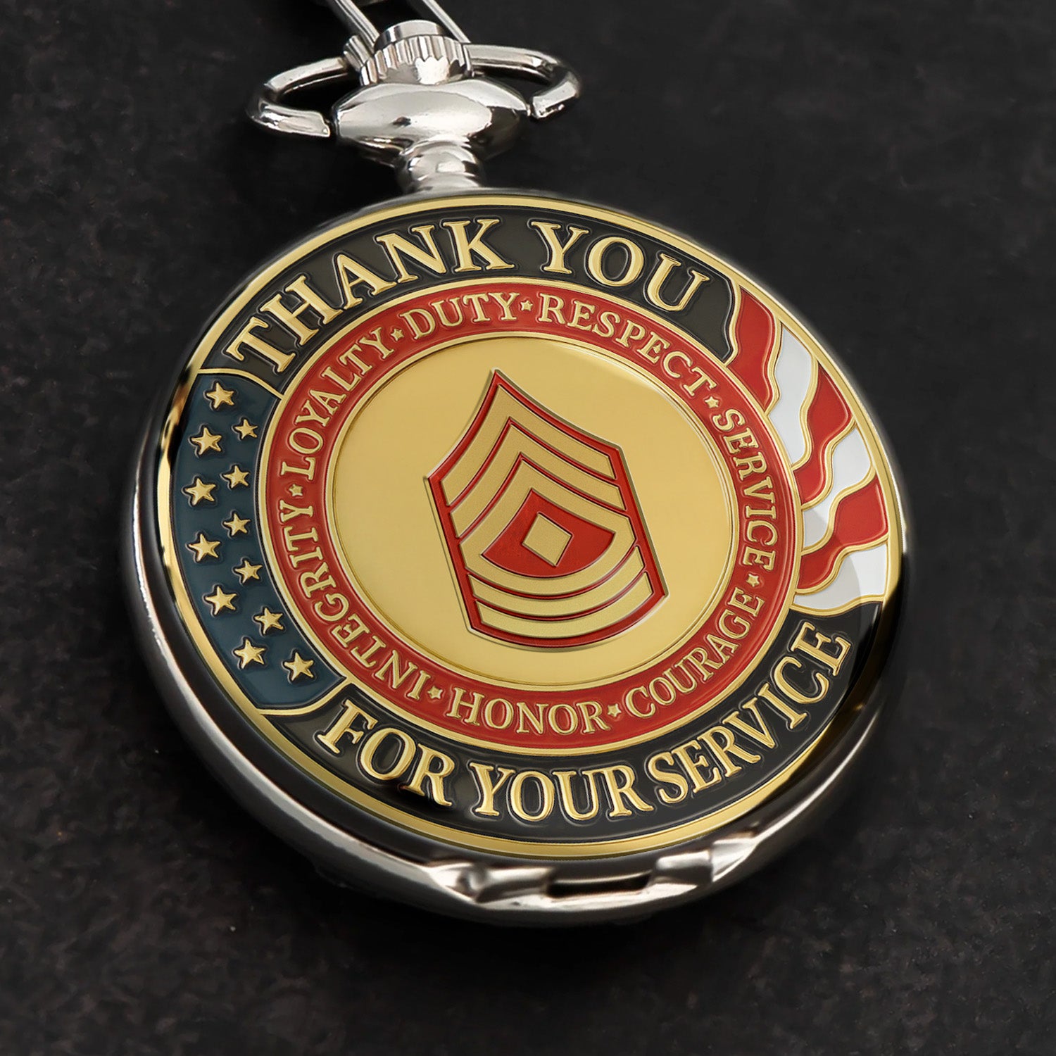 Thank You for Your Service Pocket Watch – Custom USMC Rank Gift for Marines