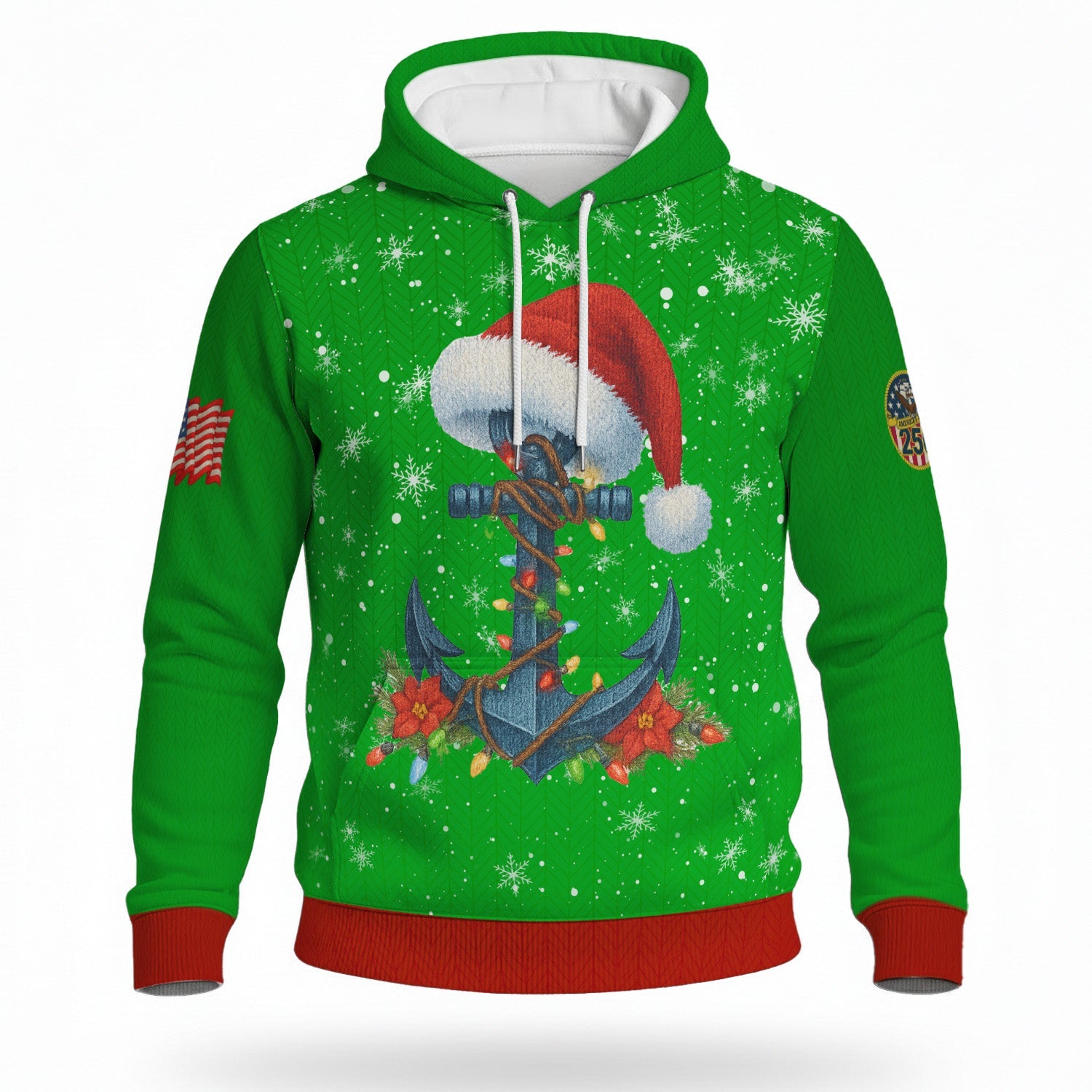 US Navy 3D All Over Print Hoodie Anchor Xmas Hat