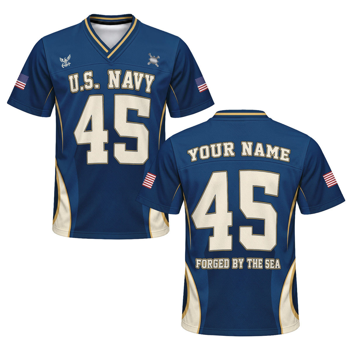 Personalized U.S. Navy Sports Jersey Custom Rank Text and Jersey Number