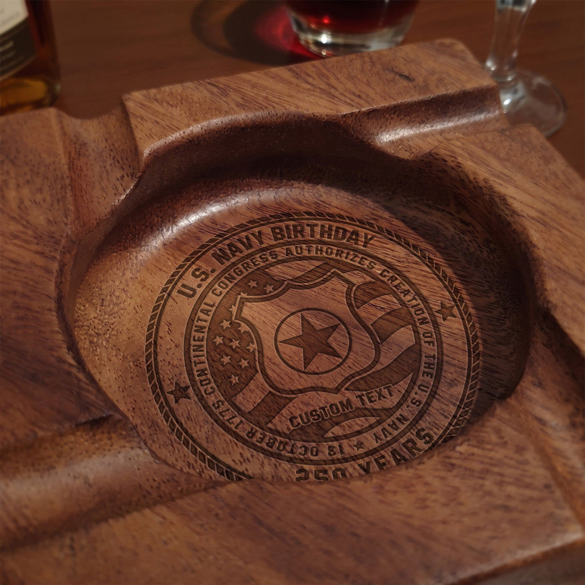 U.S. Air Force Cigar Ashtray Custom Rank and Personalized Text