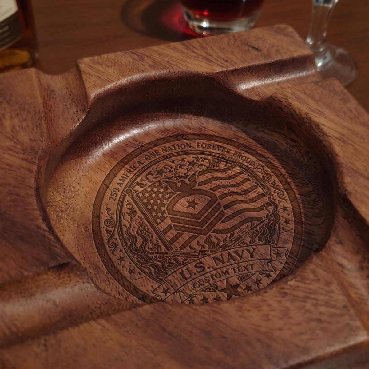 Custom USMC Cigar Ashtray Personalized Military Rank and Text