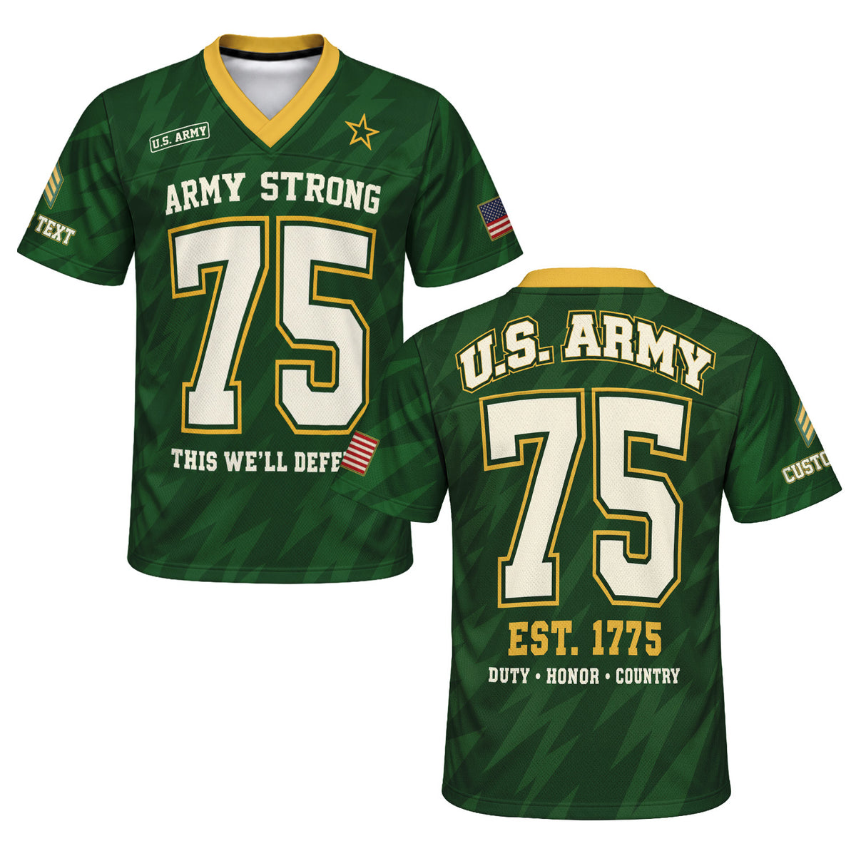 Personalized U.S. Army Sports Jersey Custom Rank and Text Military Shirt