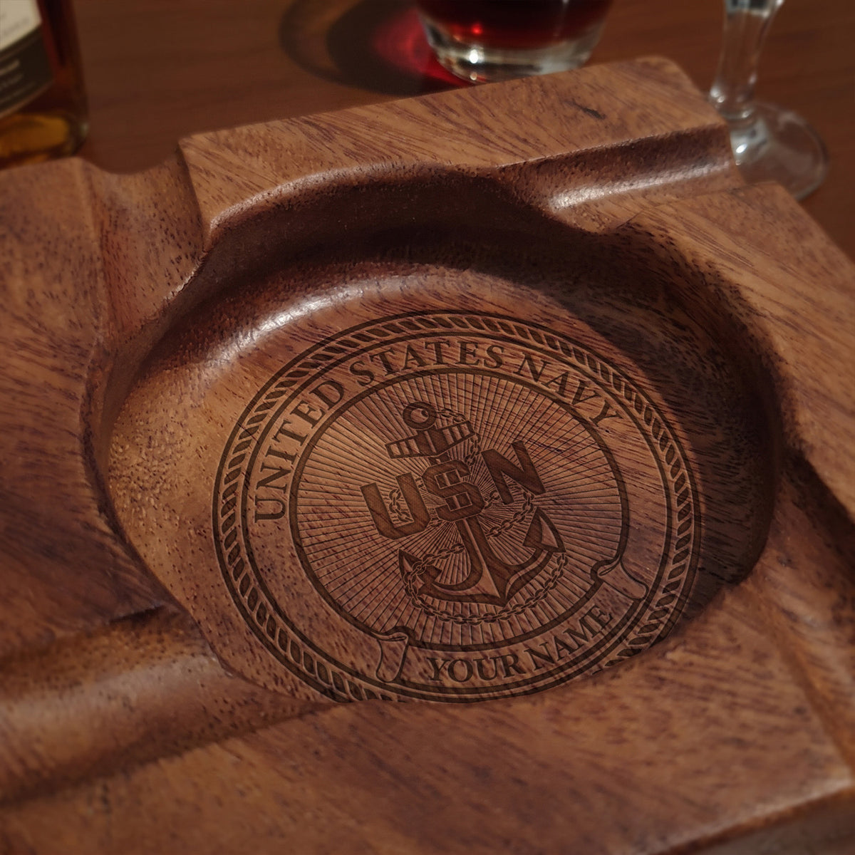 Custom Air Force Veteran Cigar Ashtray Personalized Military Rank
