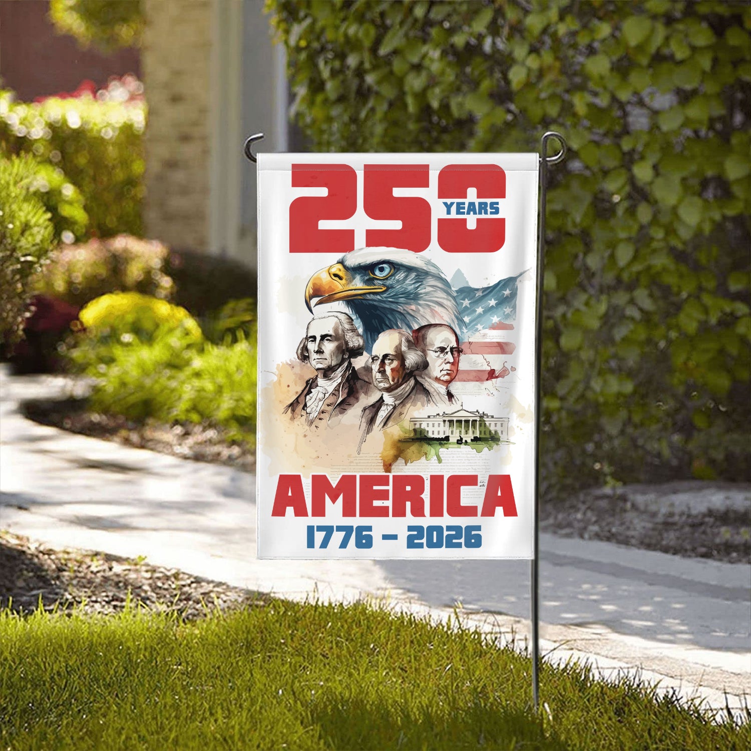 America 1776 - 2026 Garden Flag 12''x18'' Twin-Side Printing