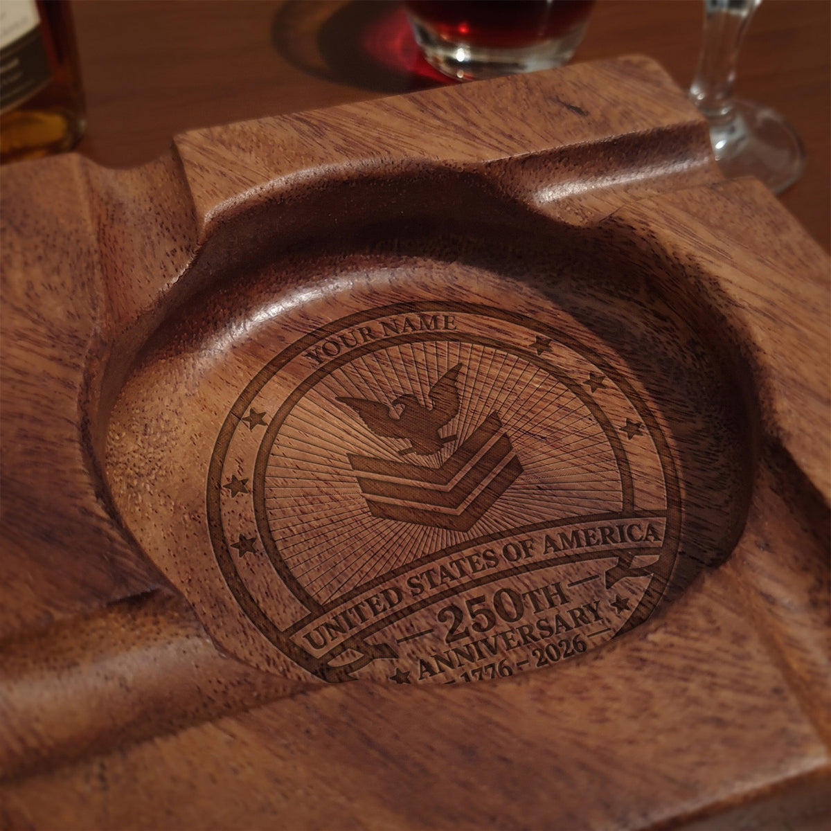 Custom Air Force Cigar Ashtray Personalized Rank and Custom Text