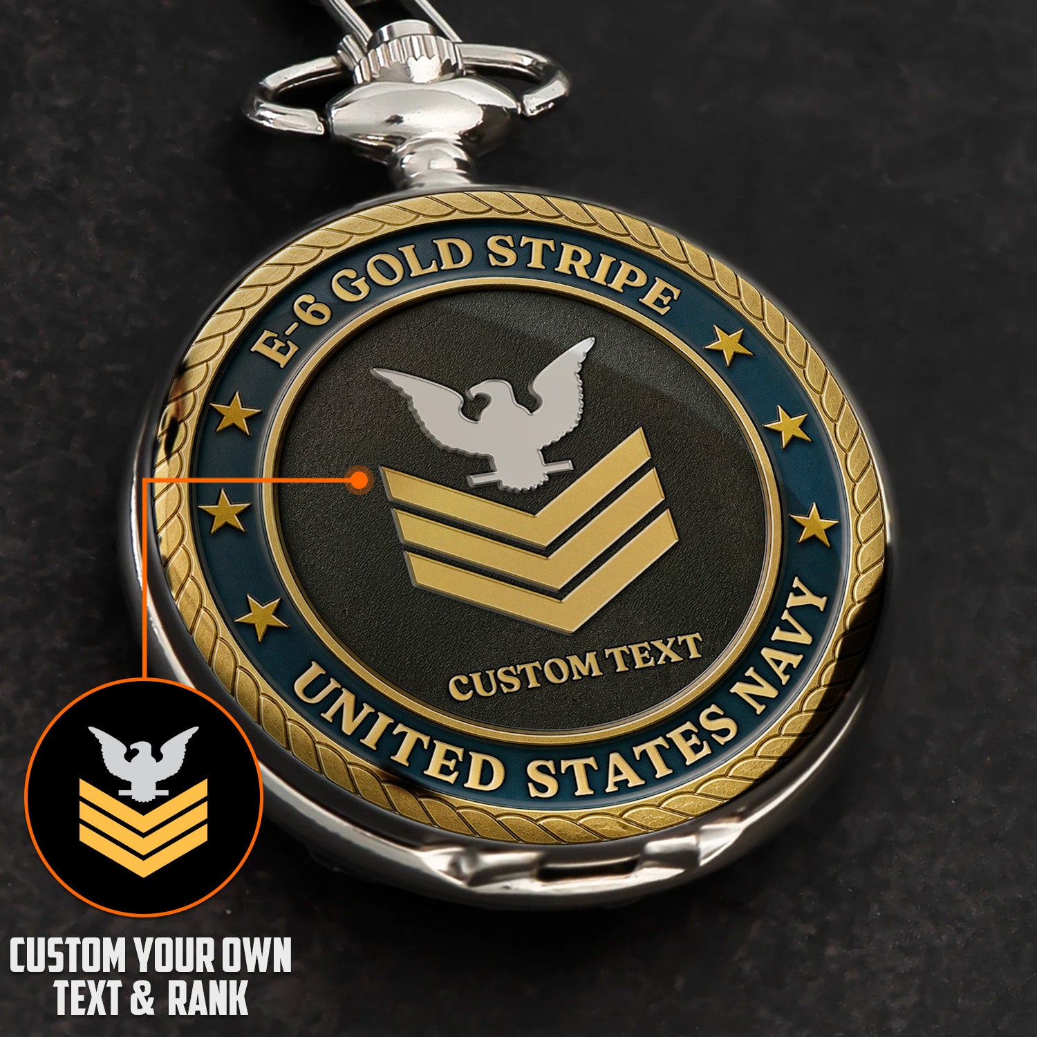 Custom US Navy Veteran Pocket Watch Personalized Military Gift