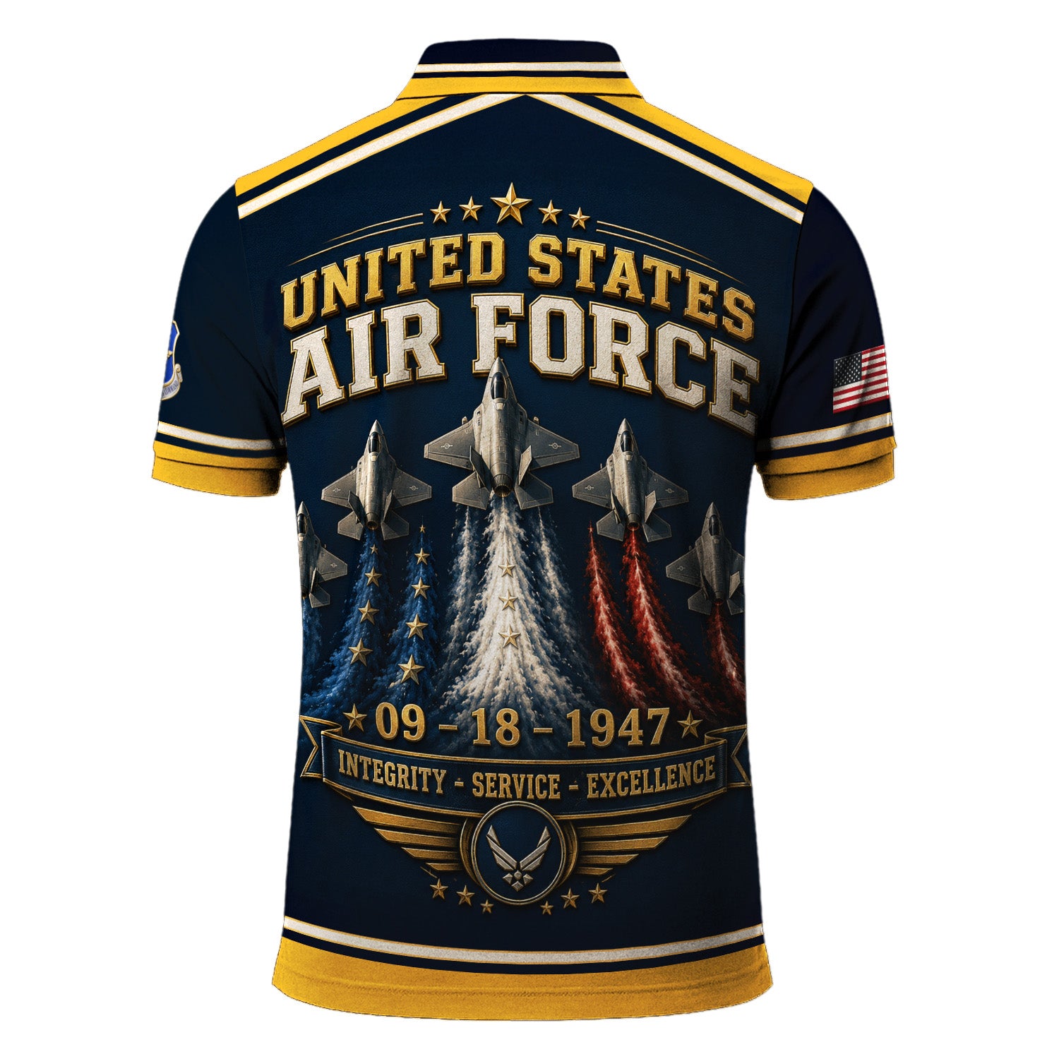 Custom USAF Name Rank 3D Polo Shirt for Veterans