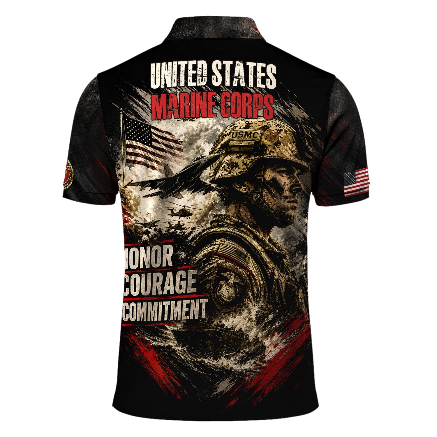 US Marine Corps Personalized Military Rank All Over Print Polo Shirt