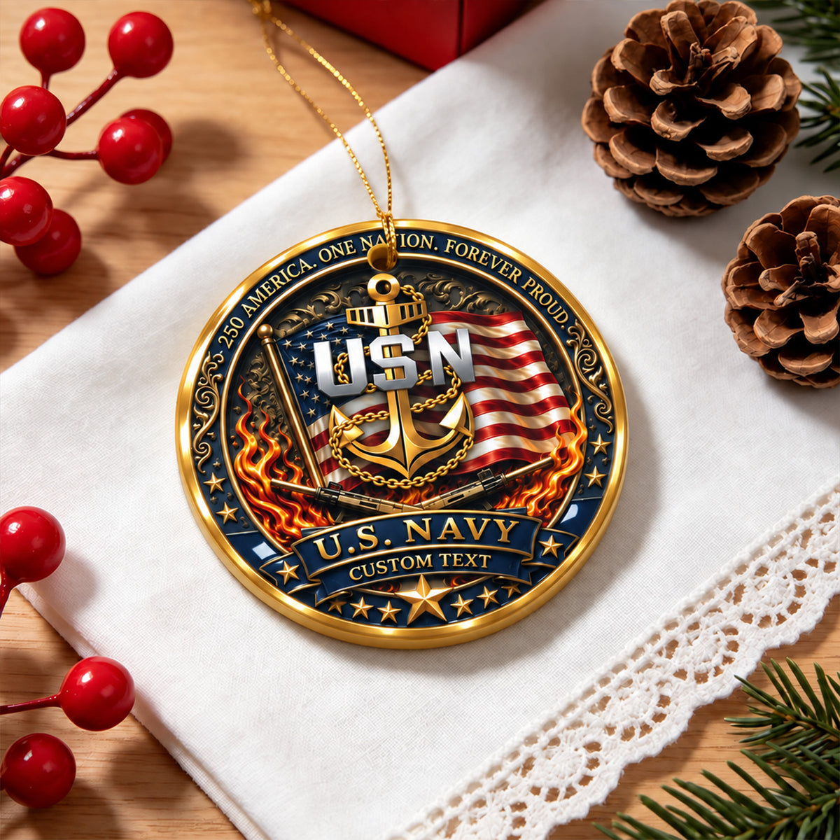 U.S. Army 3D Relief Ornament Custom Military Rank and Custom Text