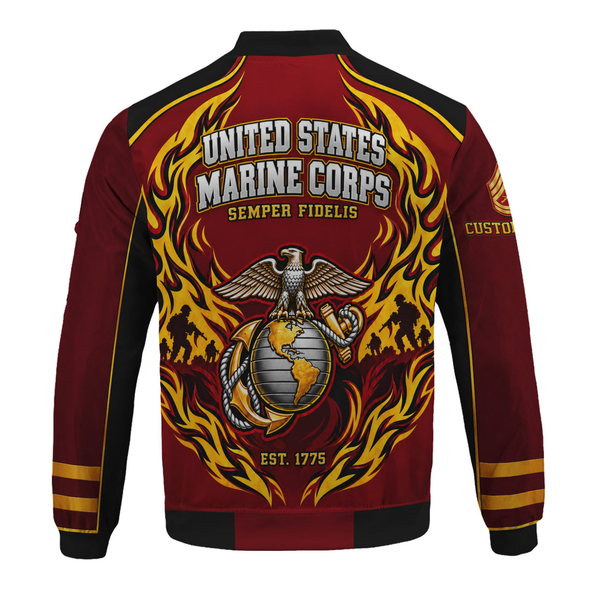 Custom USMC Bomber Jacket Personalized Military Rank Name for Men