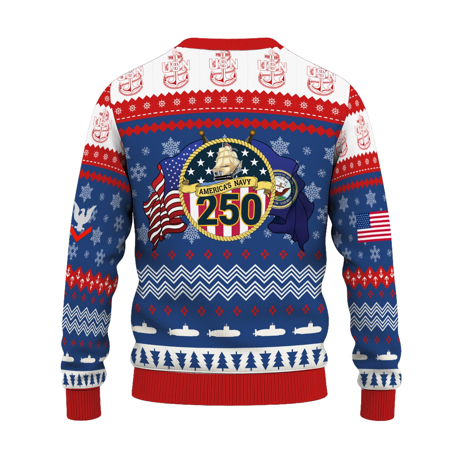 Custom Ranks US Navy Ugly Christmas Sweater for Women Men KRUST04