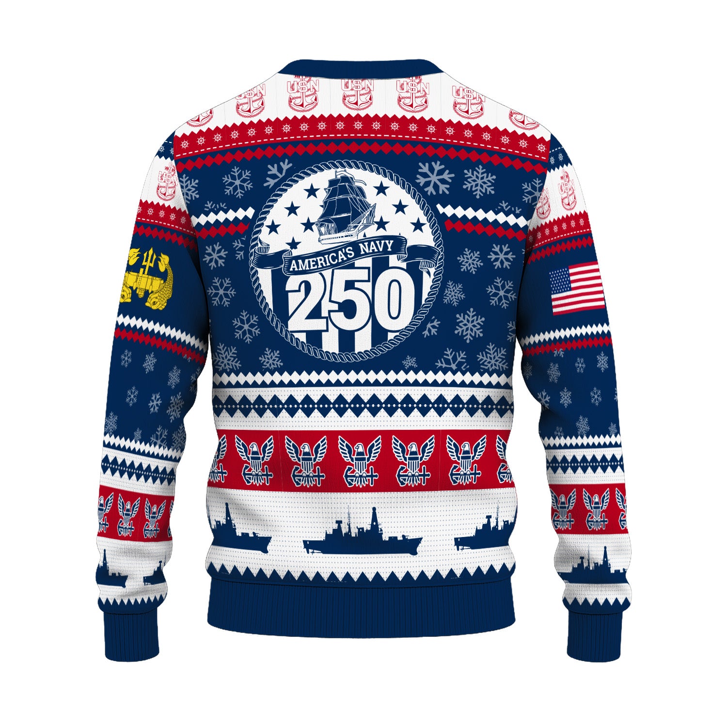 Custom Ranks US Navy Ugly Christmas Sweater for Women Men KRUST03