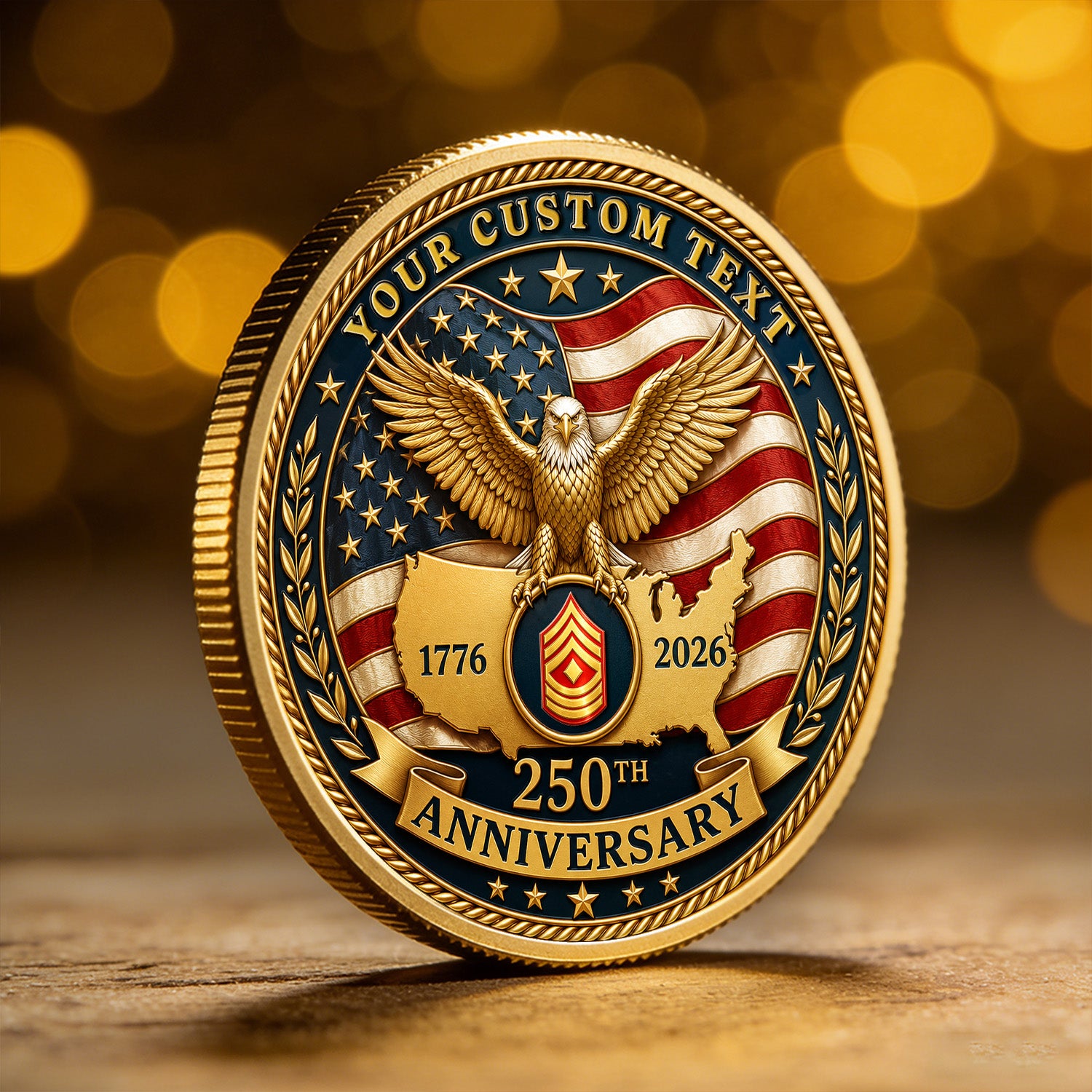 Custom USMC Rank Name USA 250 Years 3D Challenge Coin Gift