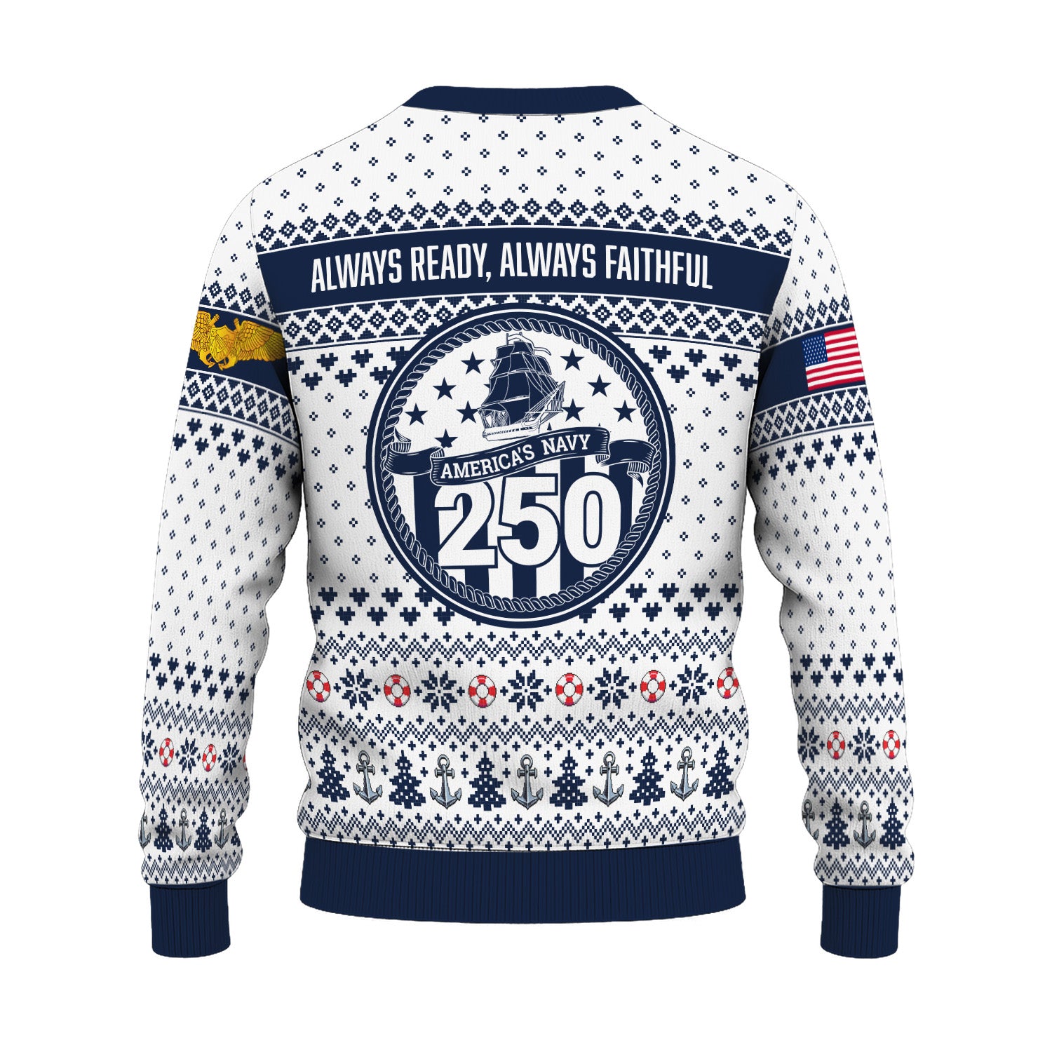 Custom Ranks US Navy Ugly Christmas Sweater for Women Men KRUST06