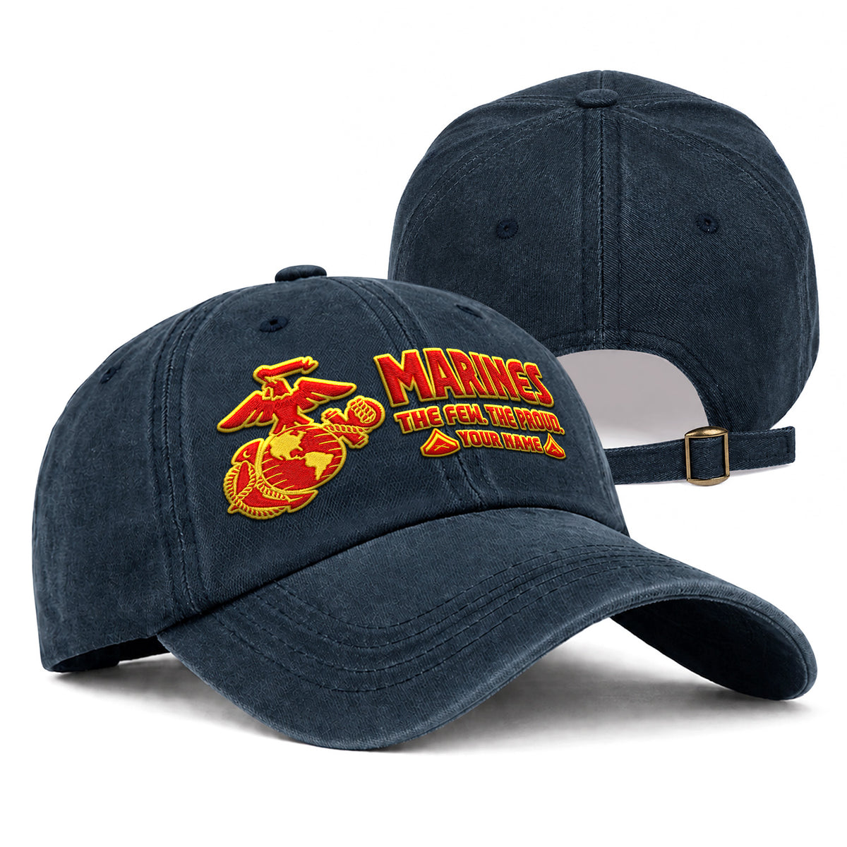 Personalized U.S. Marine Corps Embroidered Washed Cap Custom Rank and Text