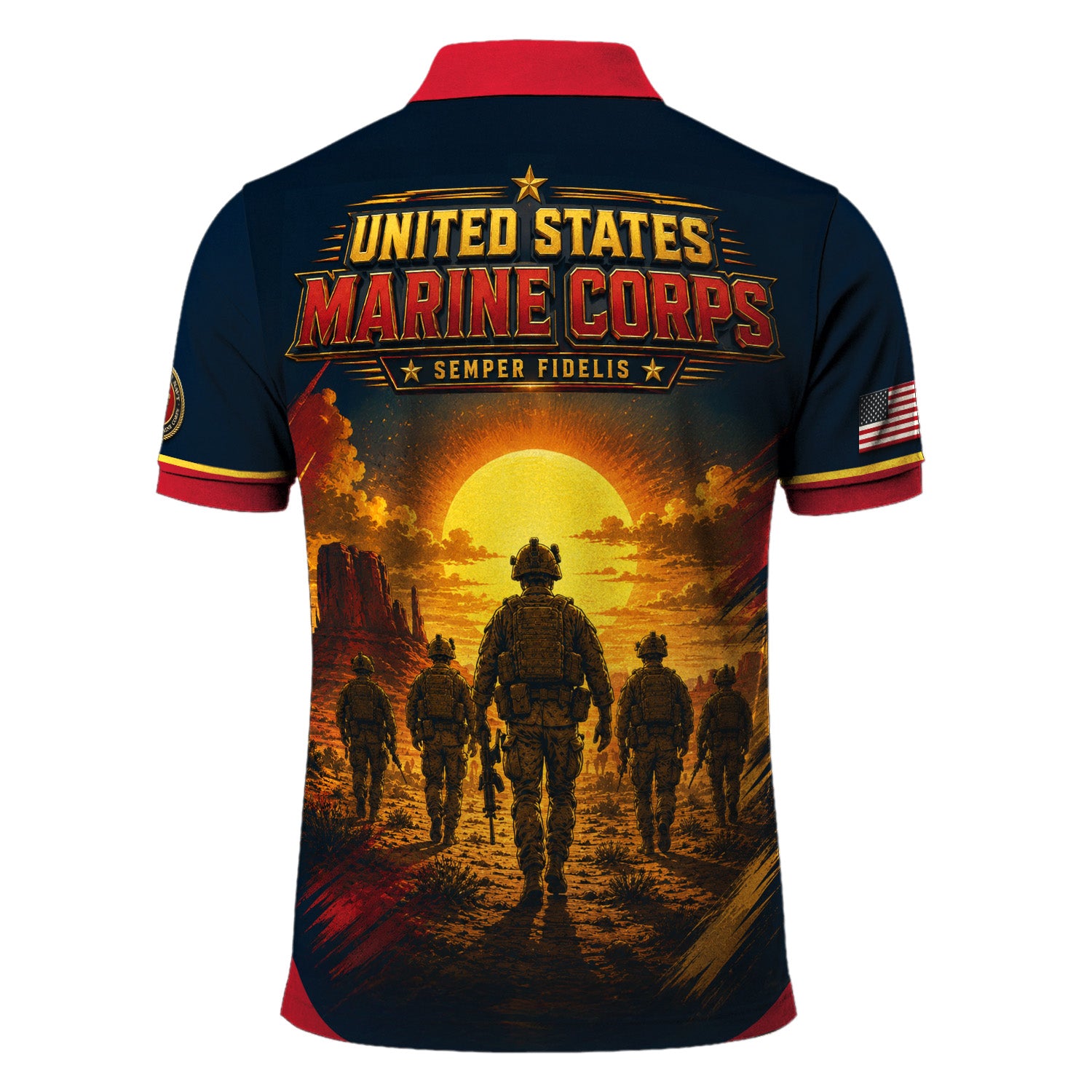 Custom USMC Veteran 3D Polo Shirt with Name and Rank
