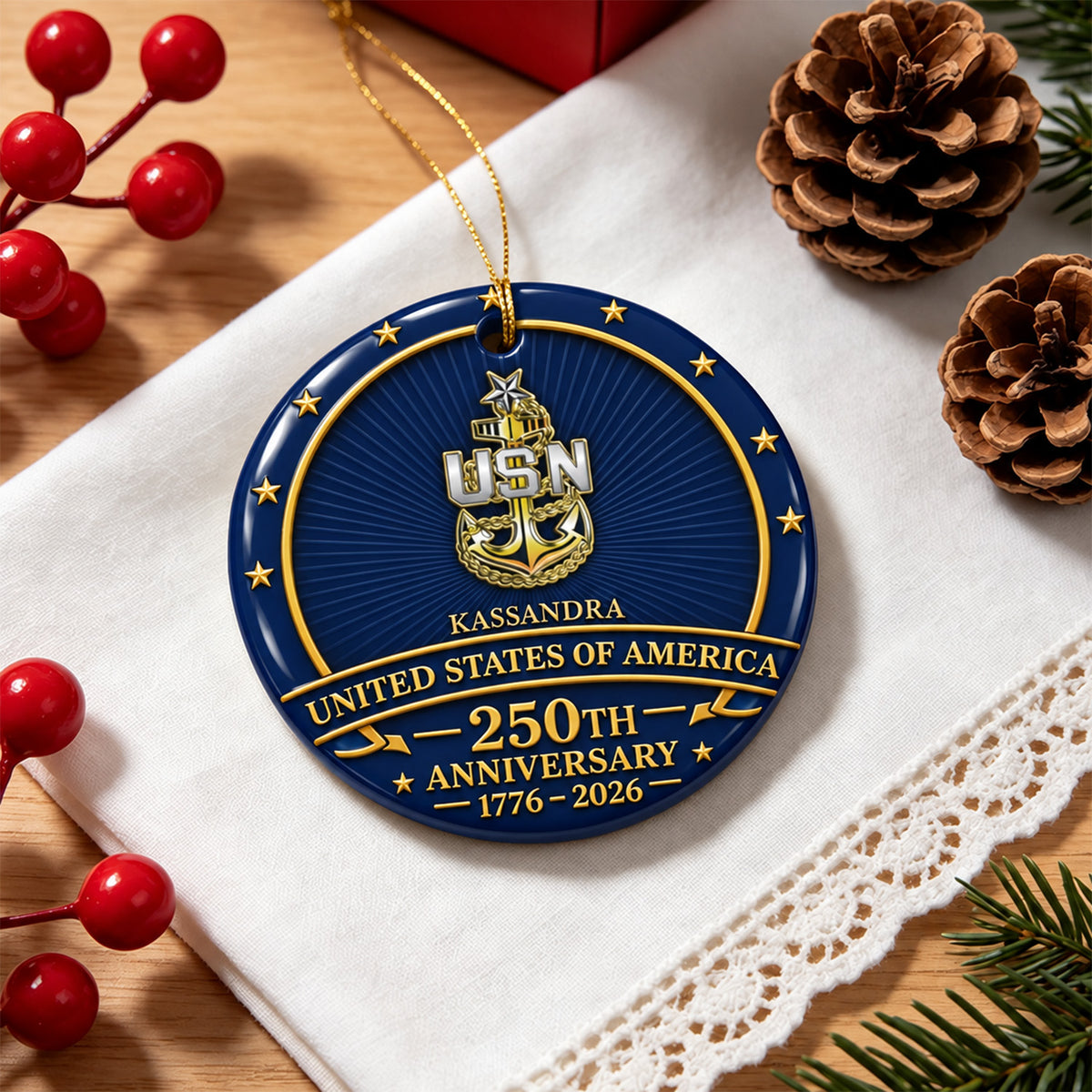 Custom Air Force 3D Relief Ornament Personalized Rank and Custom Text