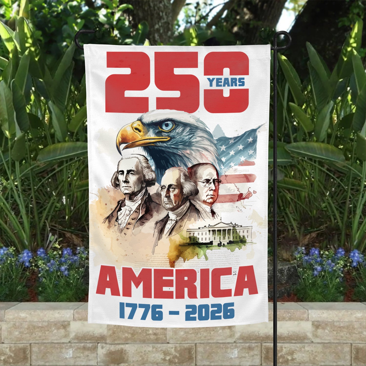 America 1776 - 2026 Garden Flag 12''x18'' Twin-Side Printing