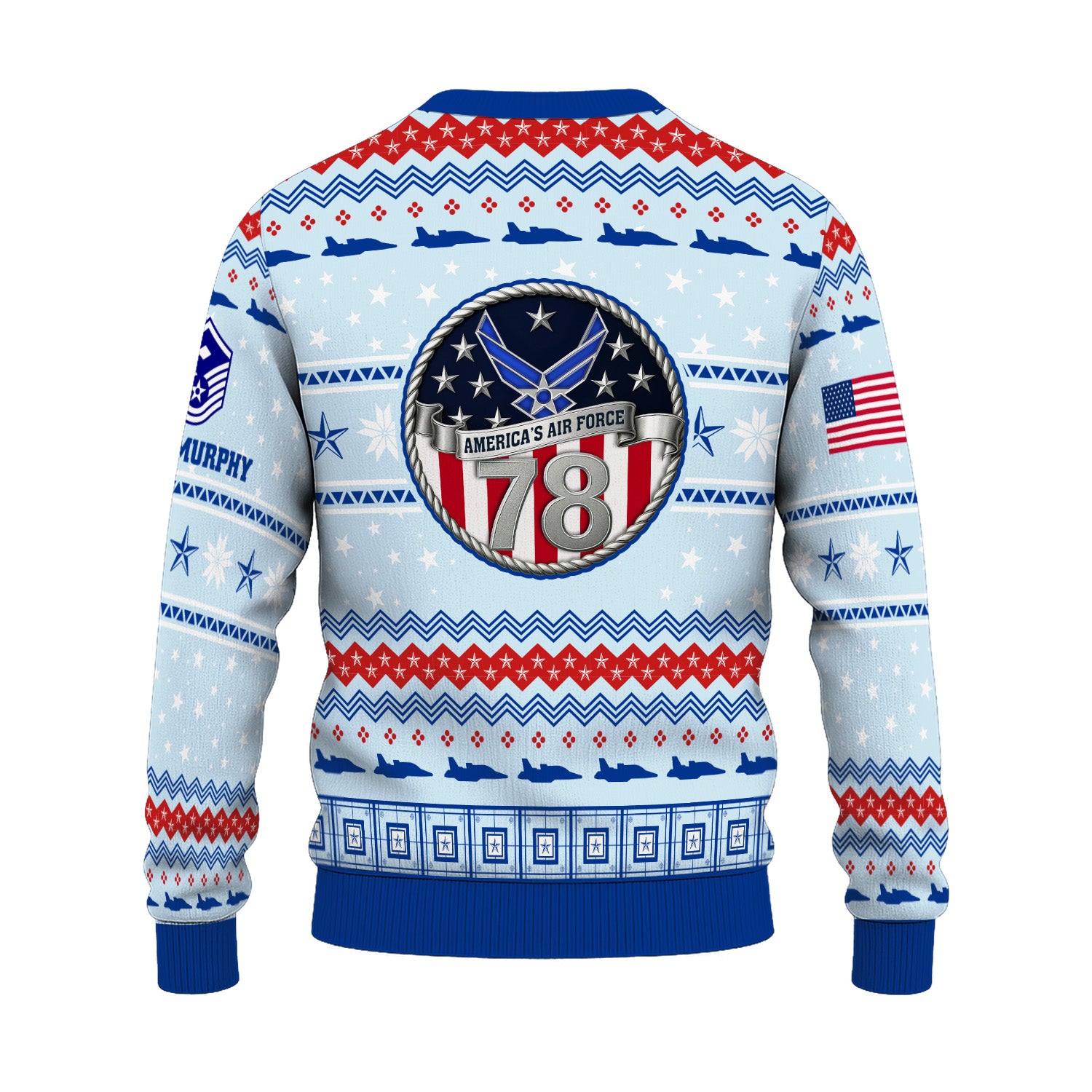 Custom Ranks And Text US Air Force Ugly Christmas Sweater for Women Men KRUST02