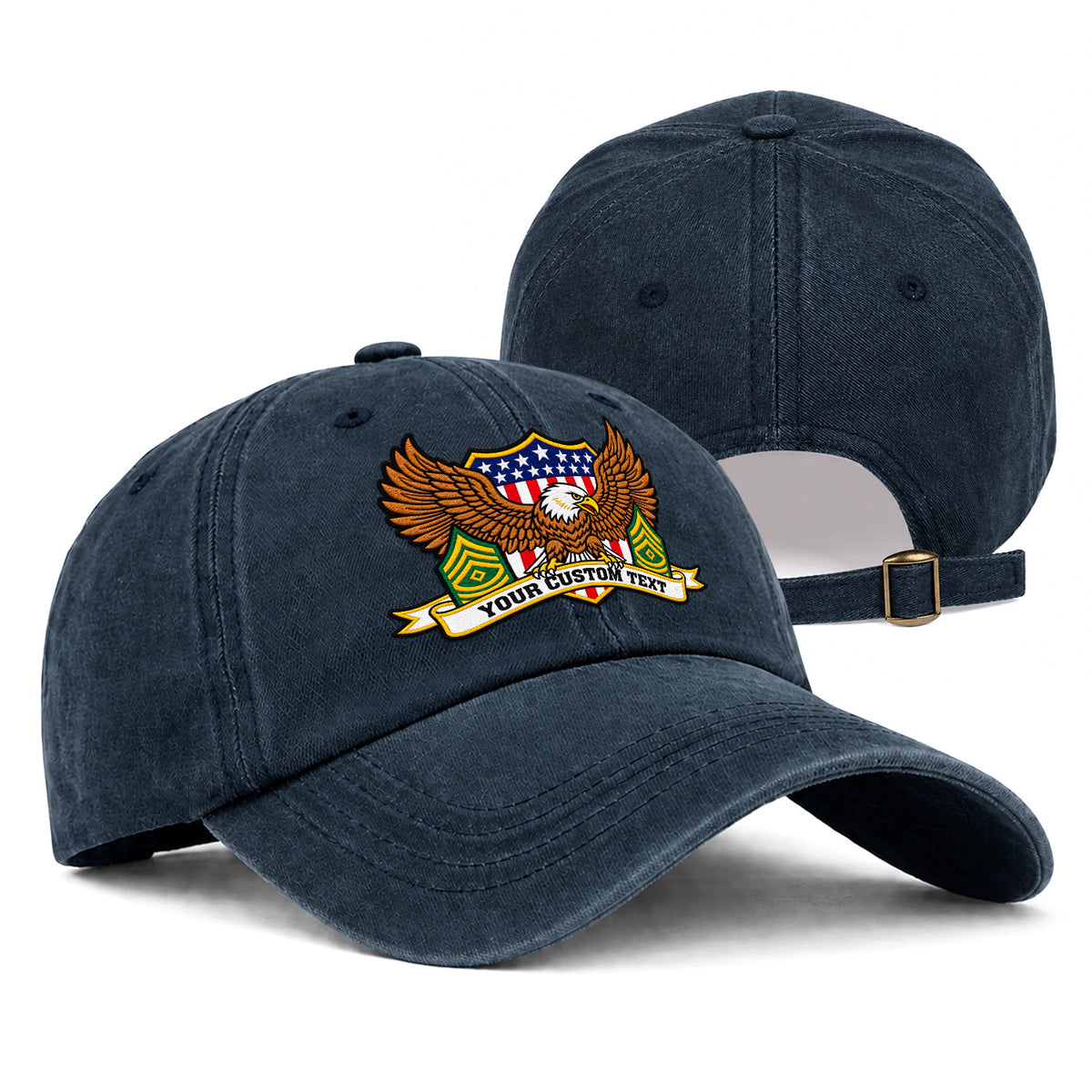 U.S. Army Embroidered Cap Custom Rank Text Veteran Gift