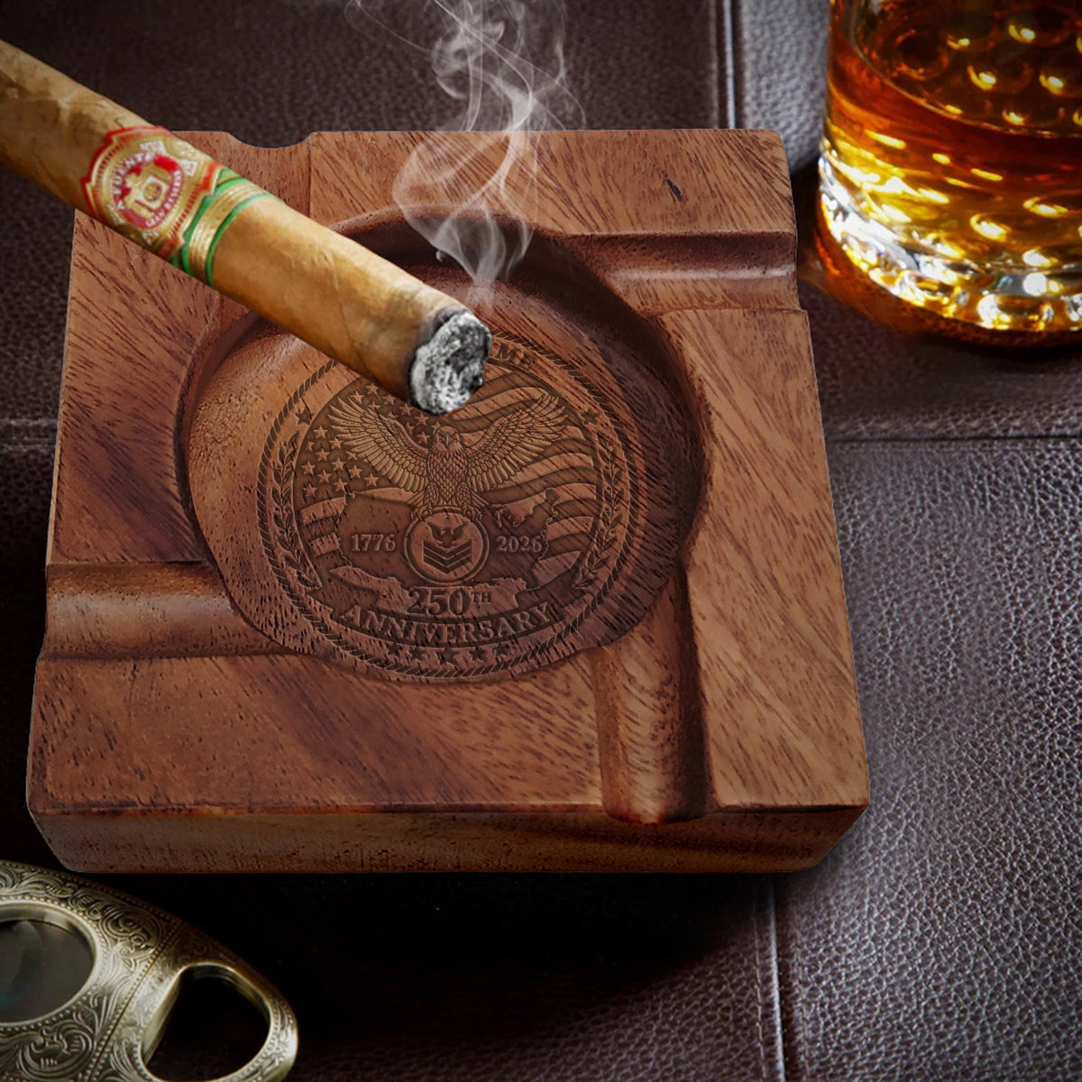 Personalized Air Force Military Cigar Ashtray Custom Rank and Text