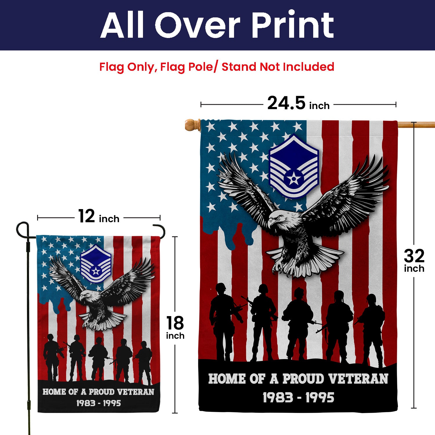 Personalized US Military Logo/Insignia And Text KFLAG26 Garden Flag, House Flag Twin-Side Printing