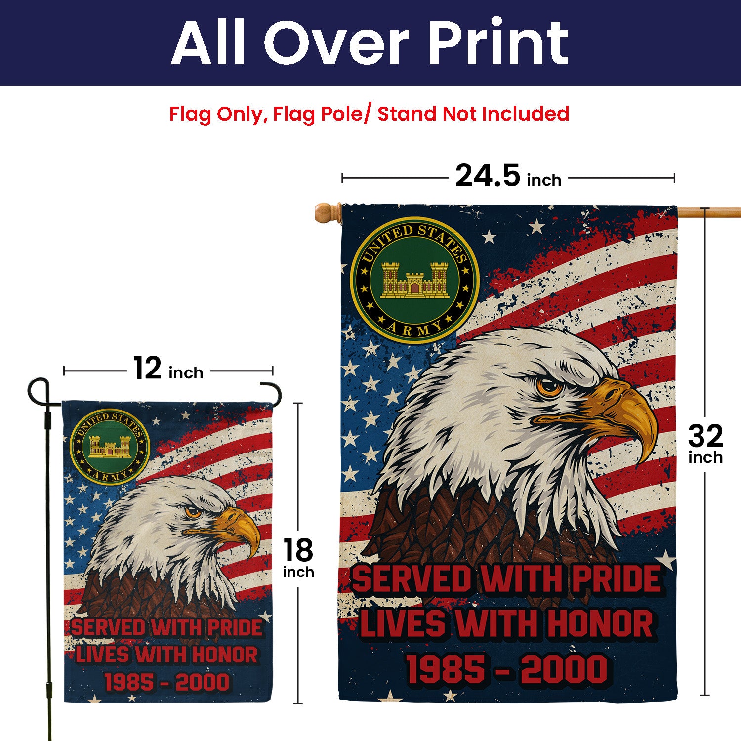 Personalized US Military Logo/Insignia And Text KFLAG27 Garden Flag, House Flag Twin-Side Printing