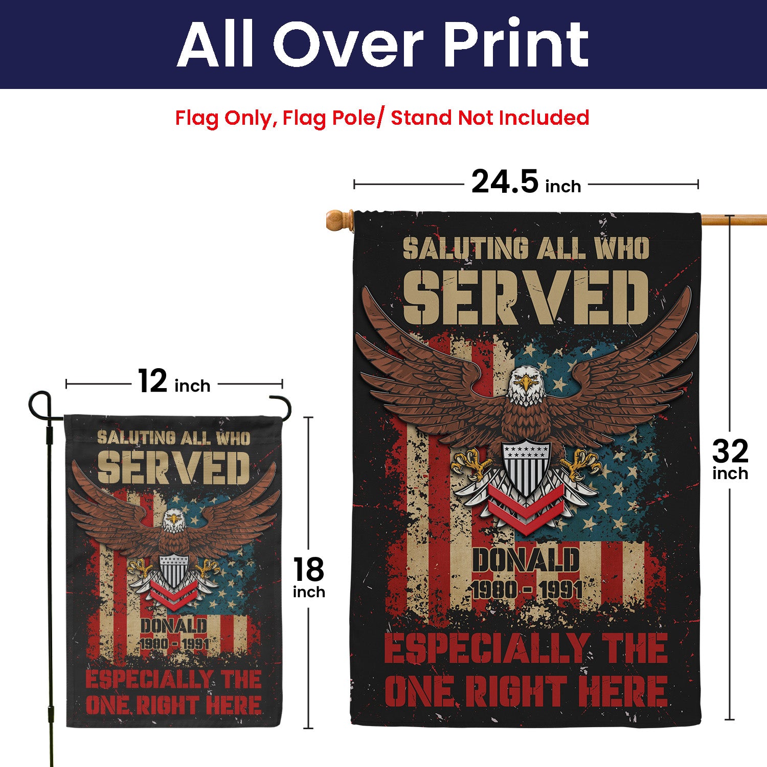 Personalized US Military Logo/Insignia And Text KFLAG28 Garden Flag, House Flag Twin-Side Printing