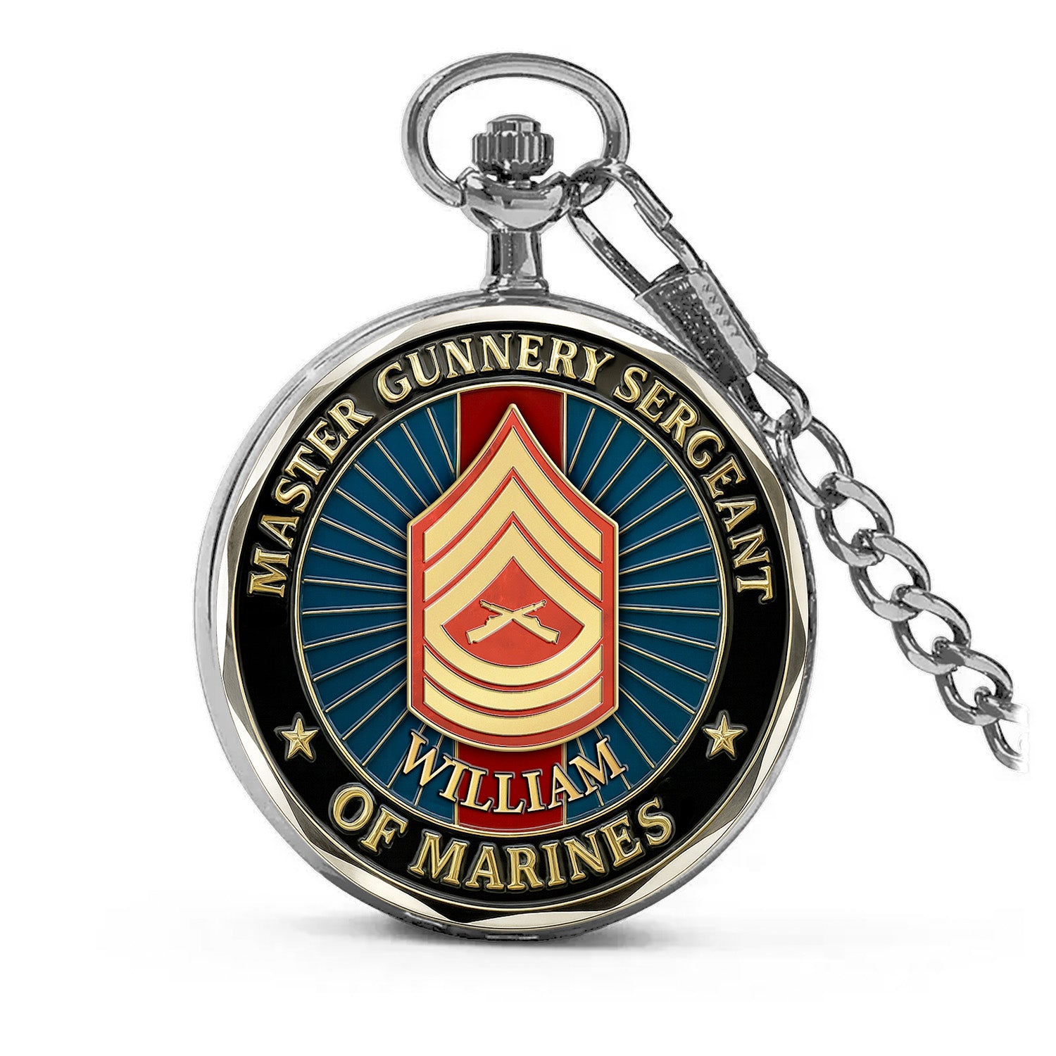 Custom Rank USMC Pocket Watch – Personalized Marine Corps Veteran Gift