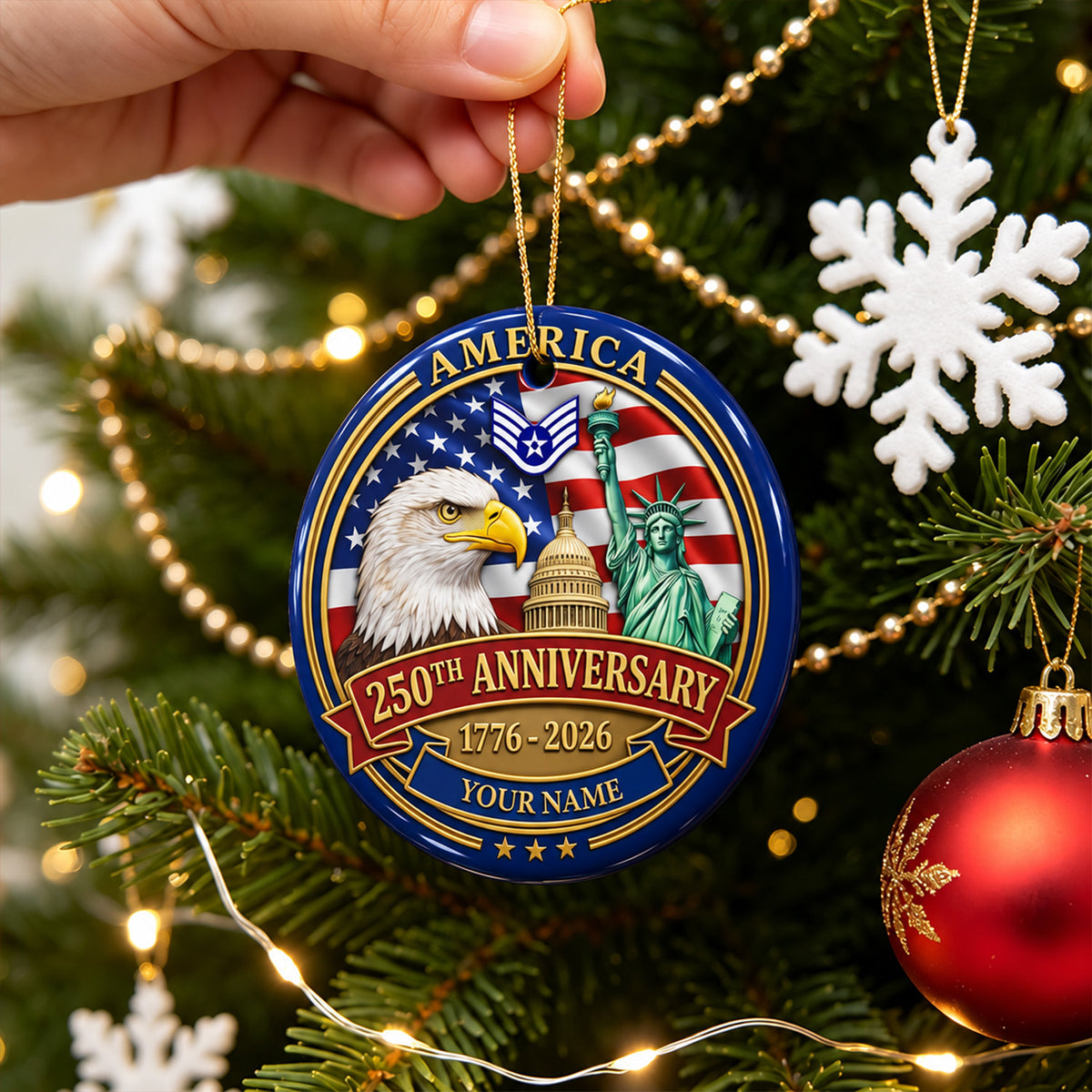 Custom U.S. Marine Corps Ceramic Ornament Personalized Rank and Text