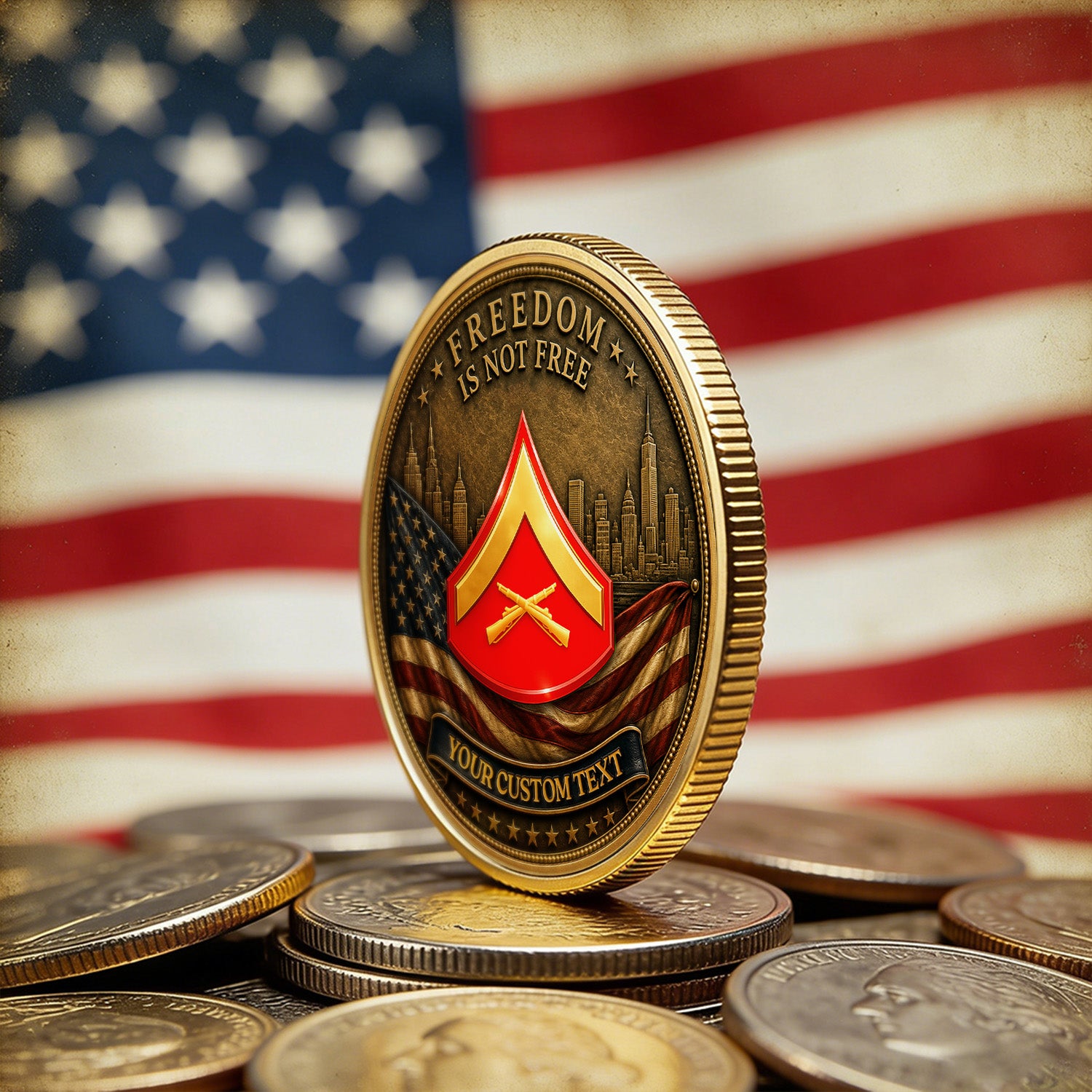 USMC Custom Rank Name 3D Challenge Coin Gift