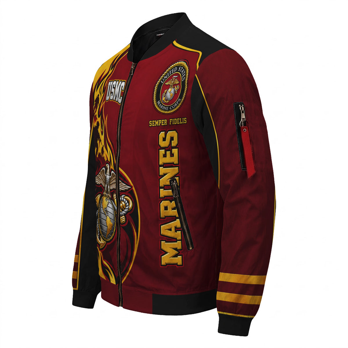 Custom USMC Bomber Jacket Personalized Military Rank Name for Men
