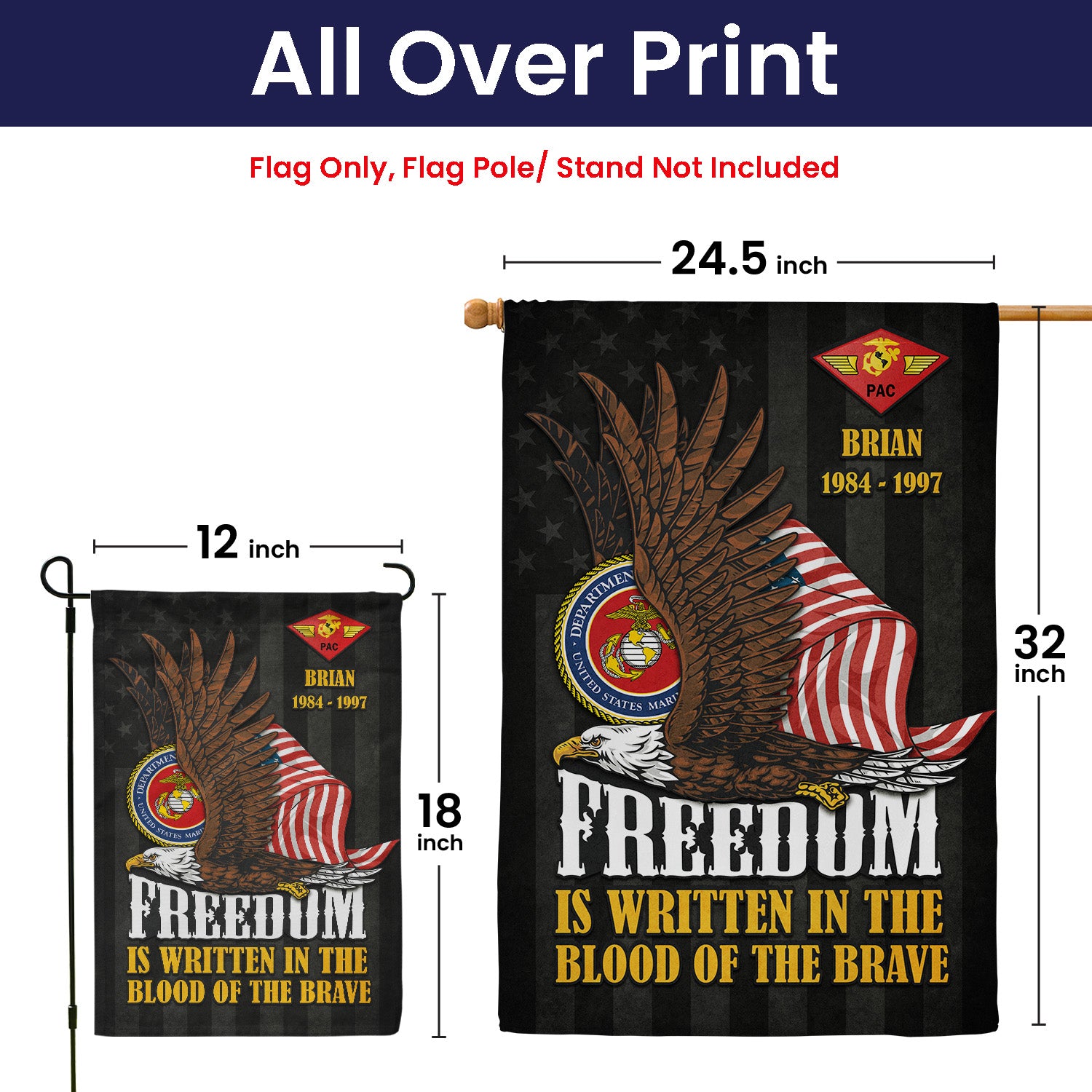 Personalized US Military Logo/Insignia And Text KFLAG29 Garden Flag, House Flag Twin-Side Printing
