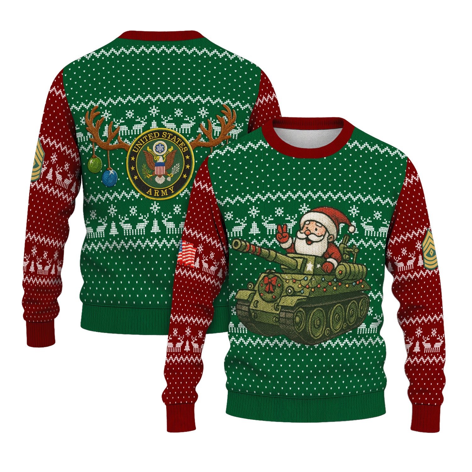 Personalized US Army Ugly Christmas Sweater KRUST21