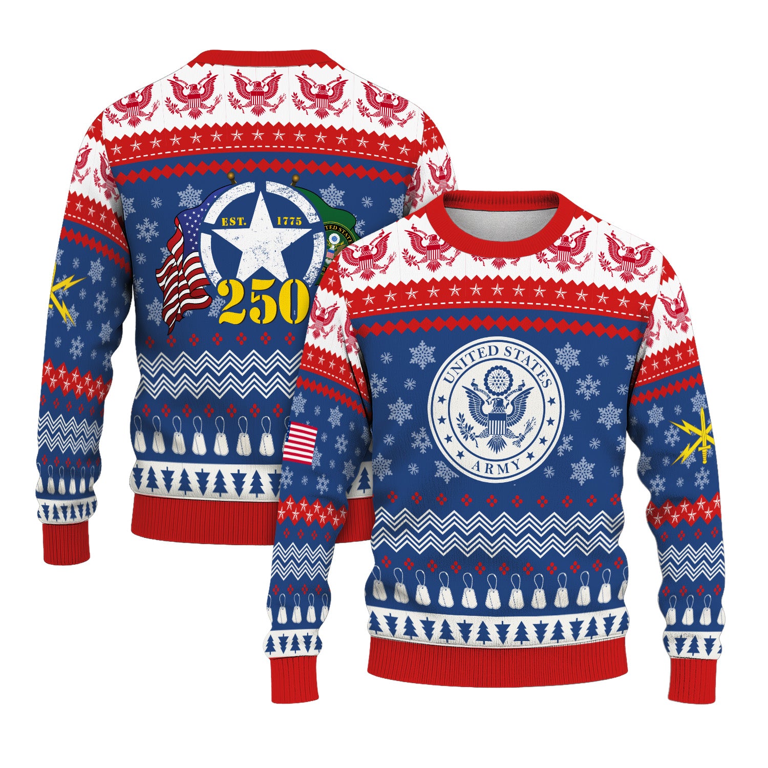 Custom Ranks US Army Ugly Christmas Sweater for Women Men KRUST04