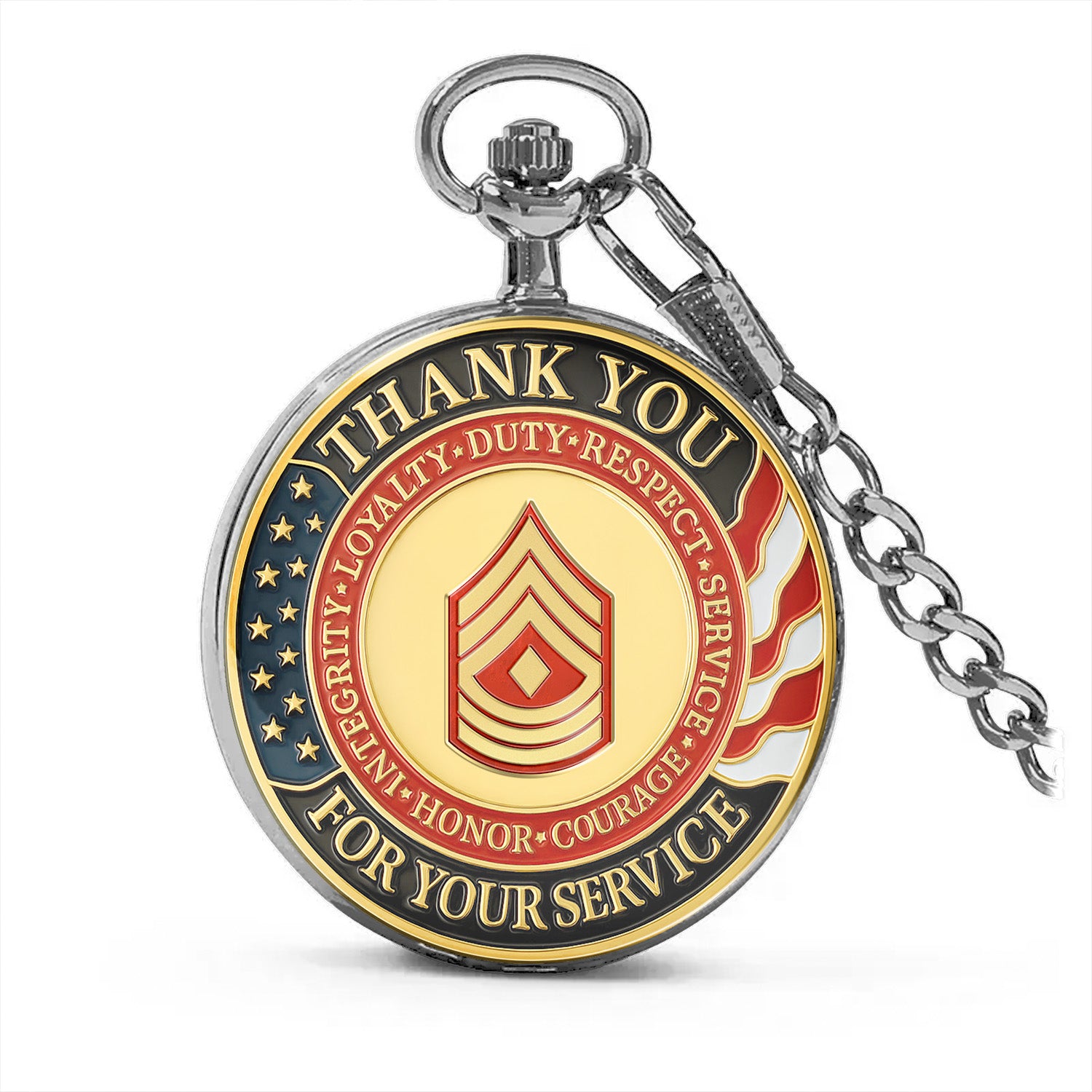 Thank You for Your Service Pocket Watch – Custom USMC Rank Gift for Marines