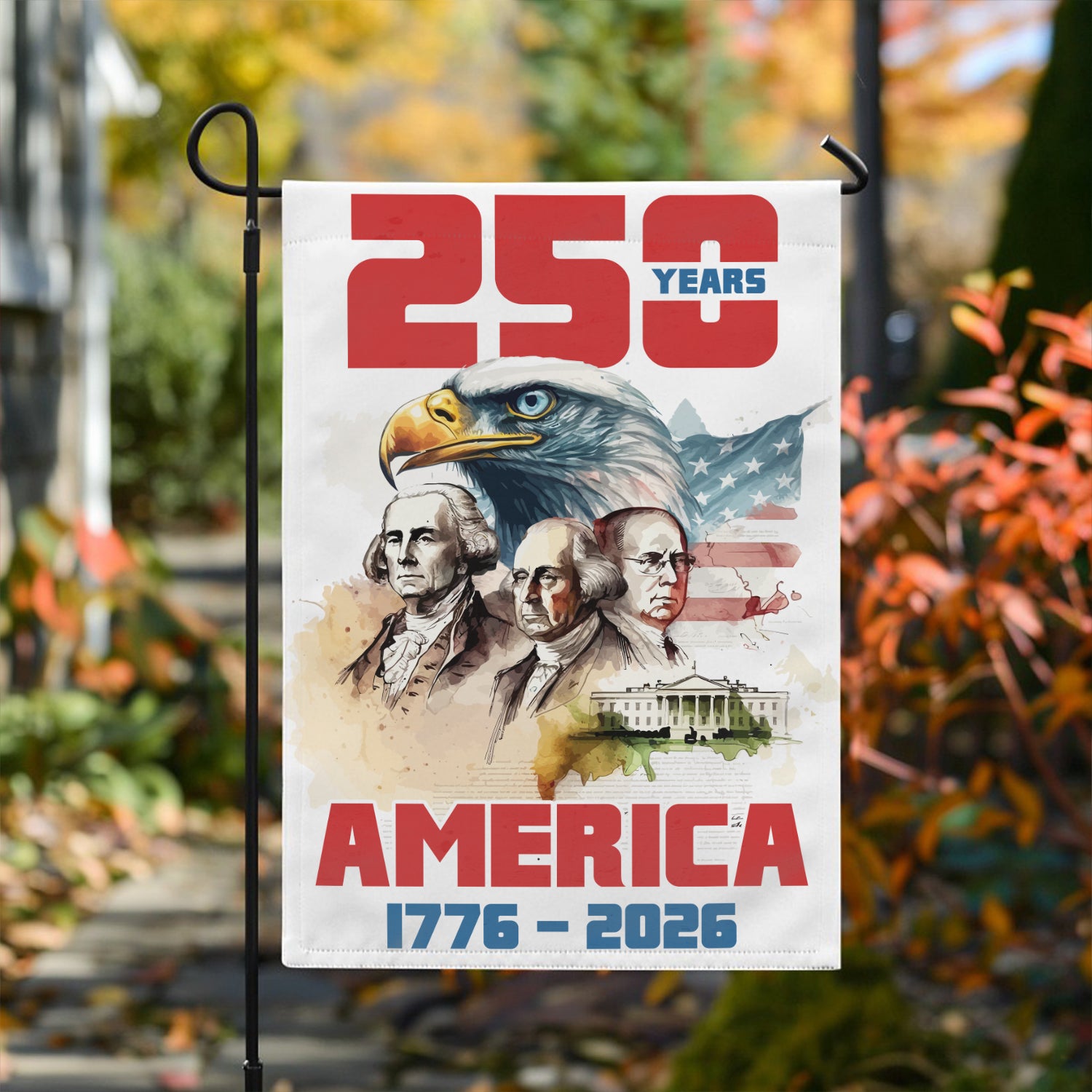 America 1776 - 2026 Garden Flag 12''x18'' Twin-Side Printing