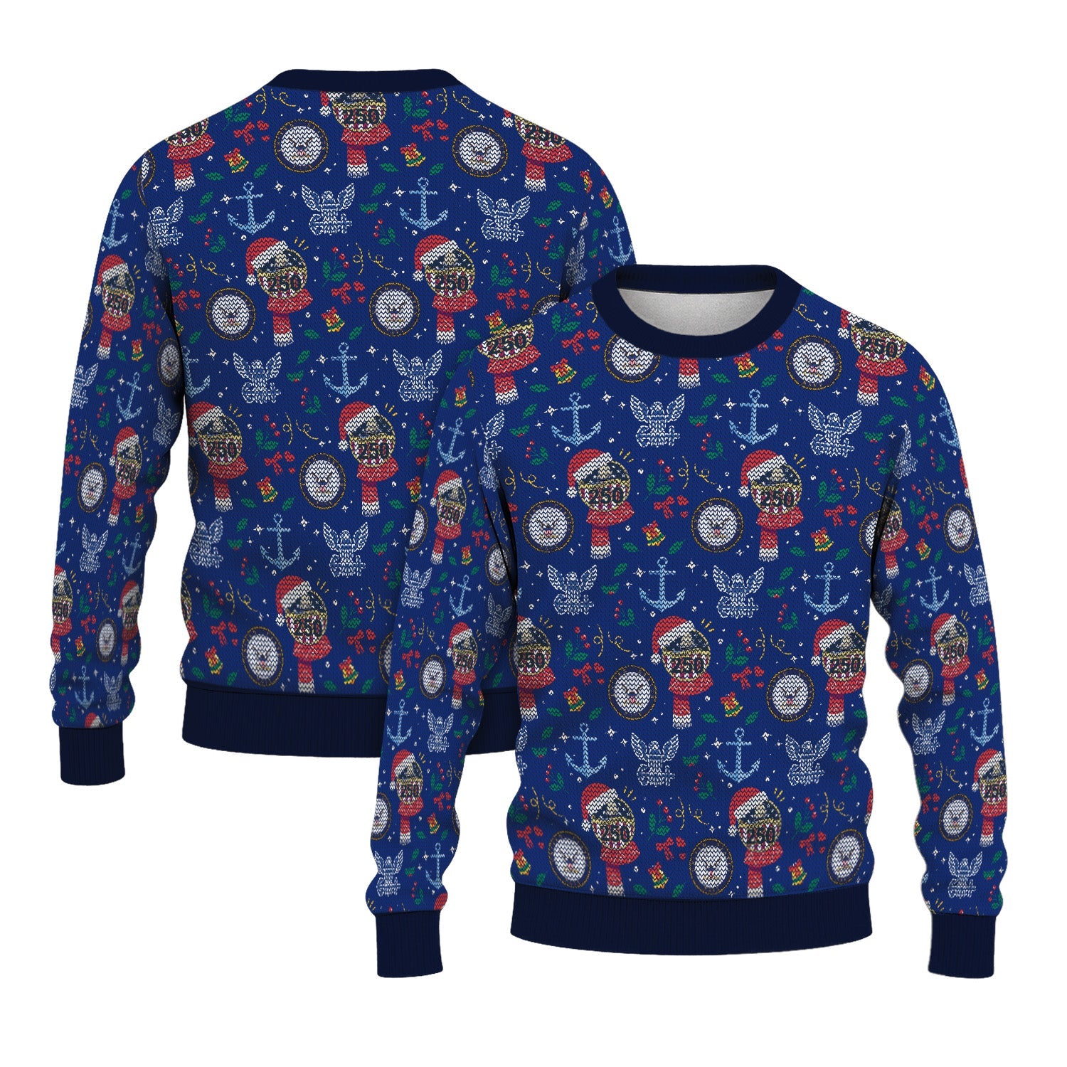 US Navy 250 America Christmas Ugly Sweater