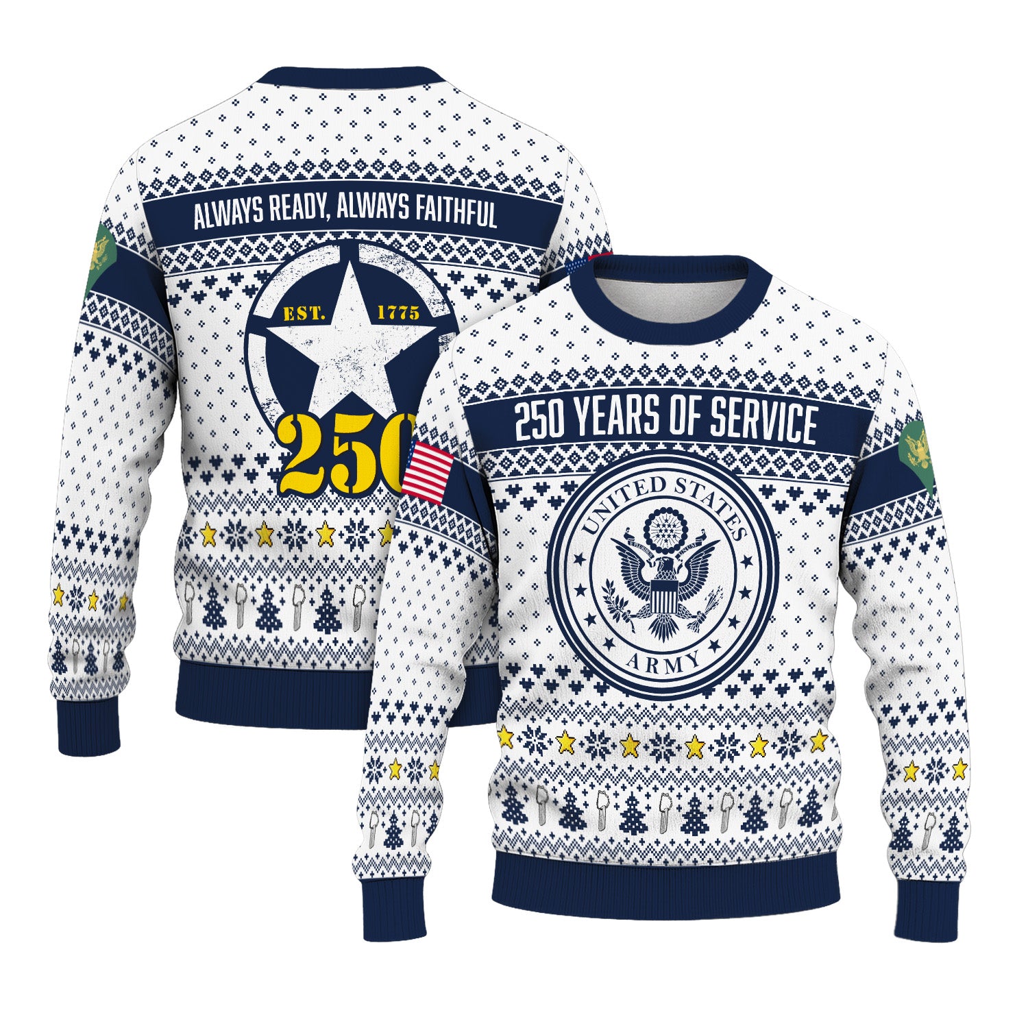 Custom Ranks US Army Ugly Christmas Sweater for Women Men KRUST06
