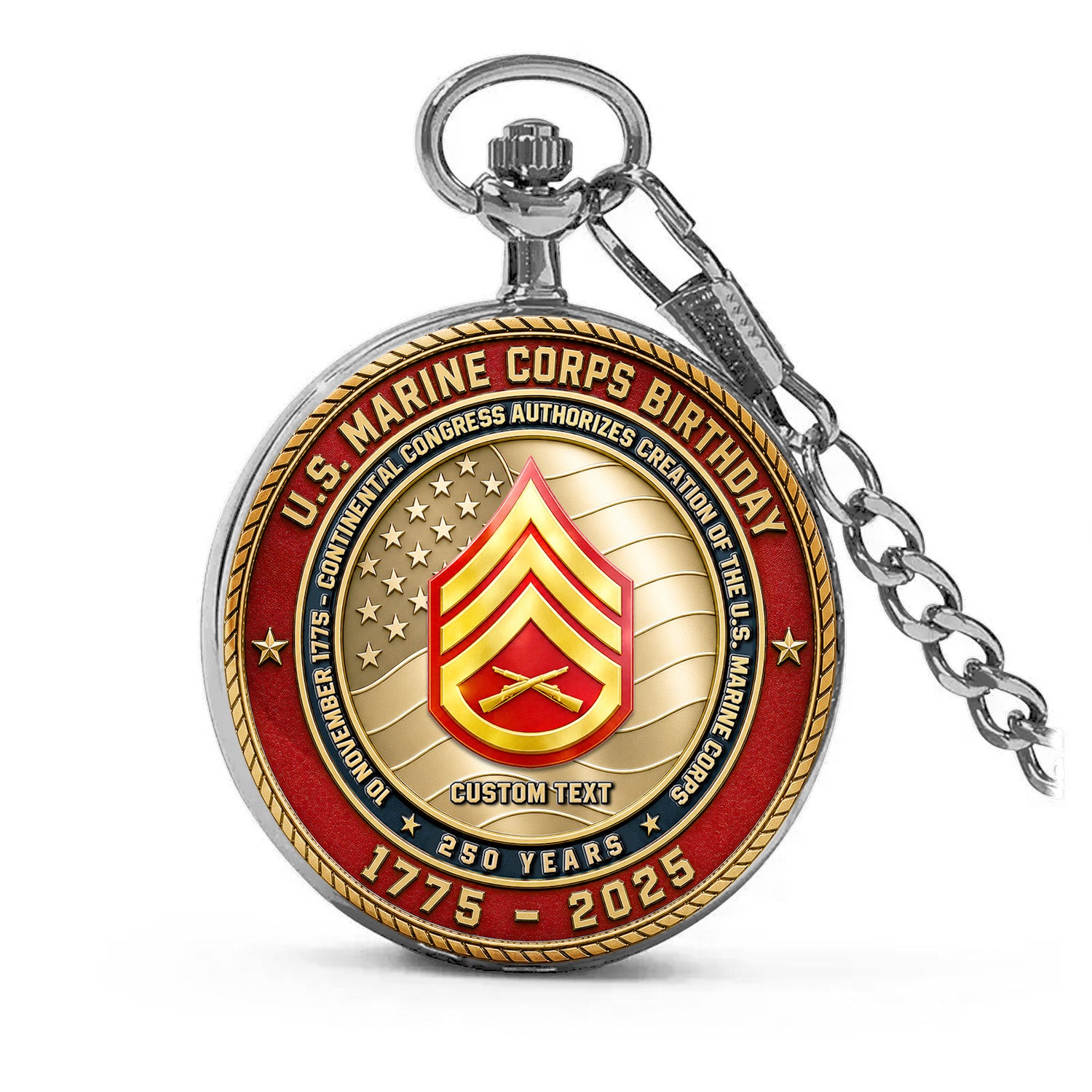 Personalized Marine Corps Pocket Watch 250th Anniversary Gift