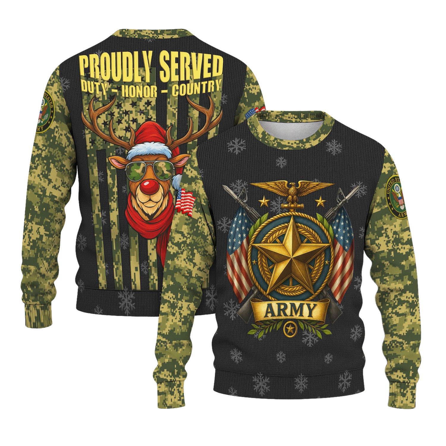 US Army Proudly Served Ugly Christmas Sweater