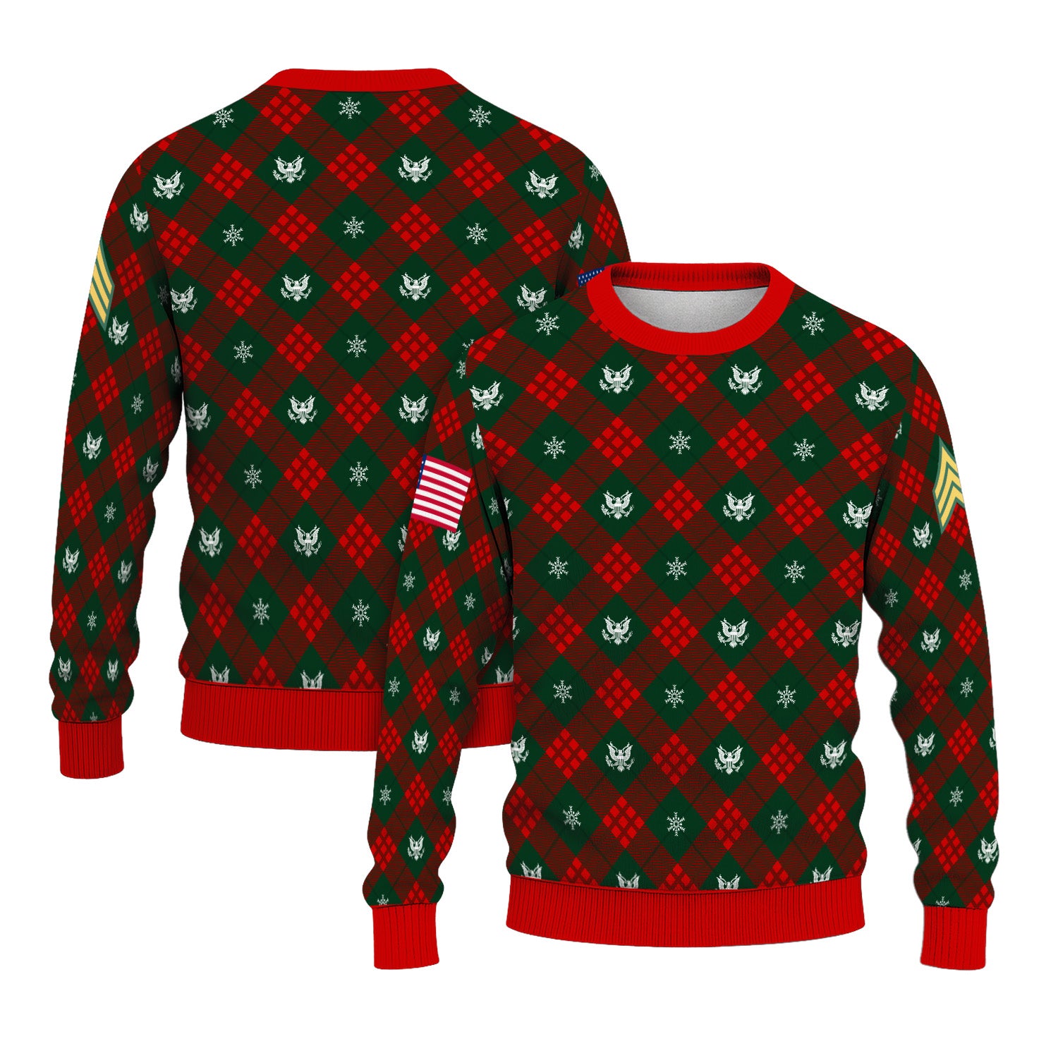 Custom Ranks US Army Ugly Christmas Sweater for Women Men KRUST08