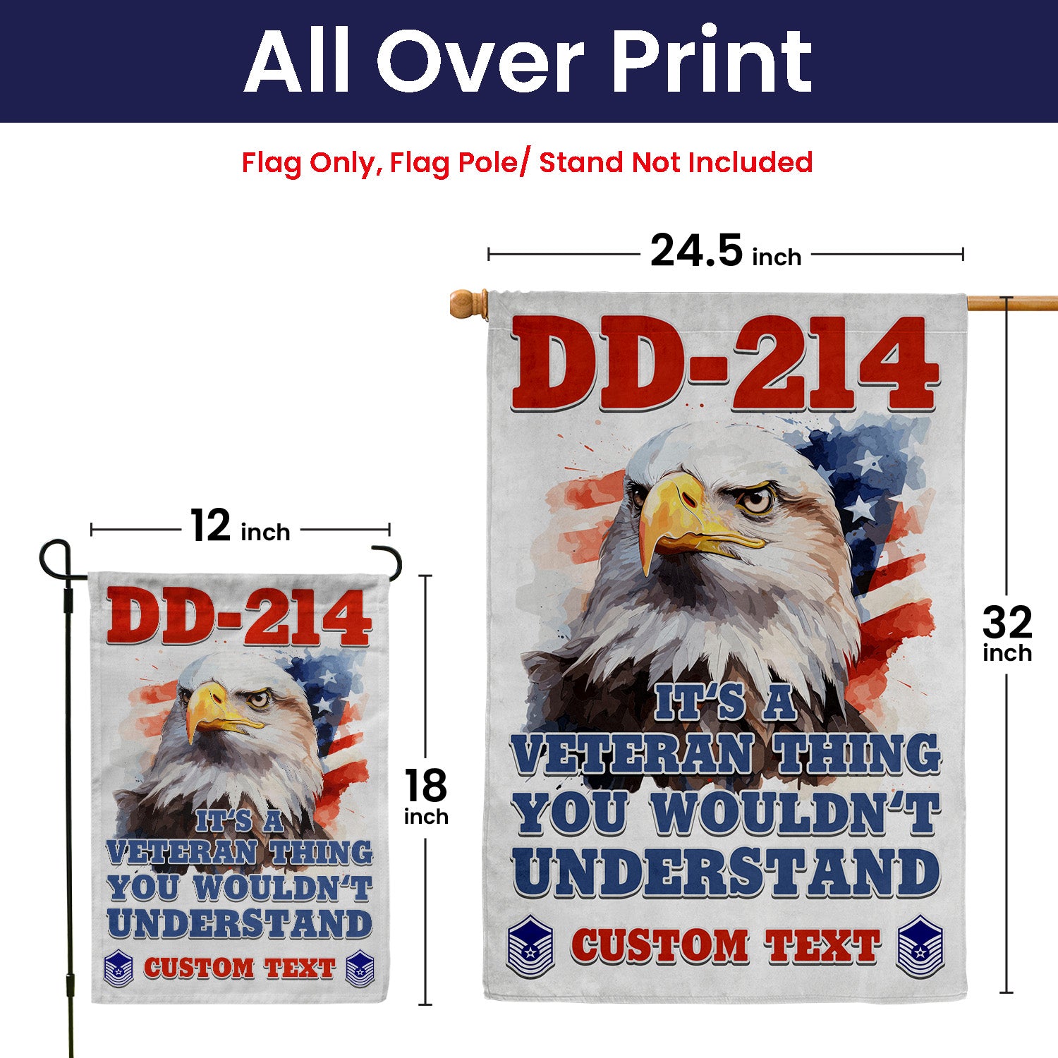 Personalized US Military Logo/Insignia And Text KFLAG30 Garden Flag, House Flag Twin-Side Printing