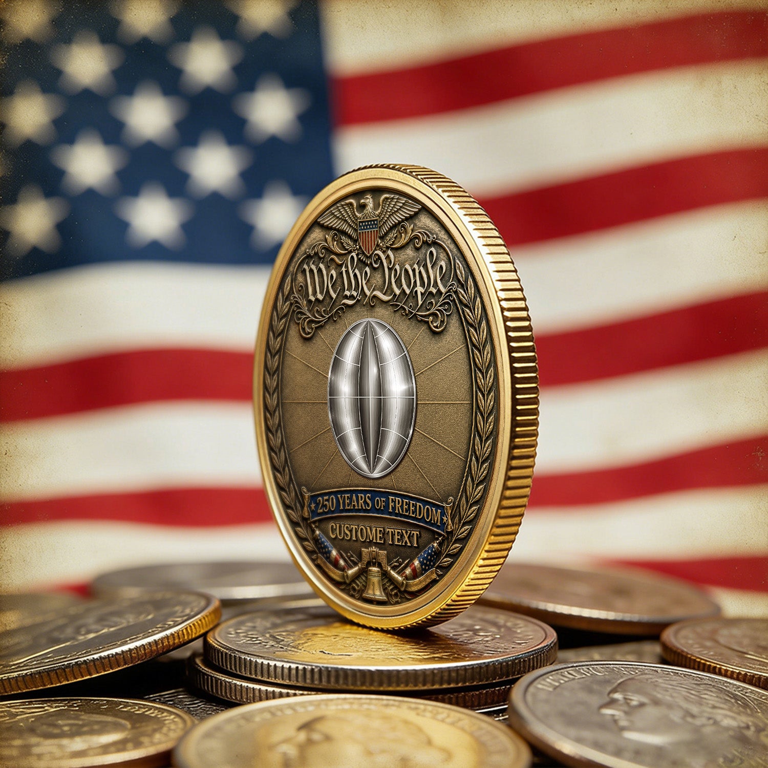 We The People Custom Rank Navy 3D Challenge Coin Gift