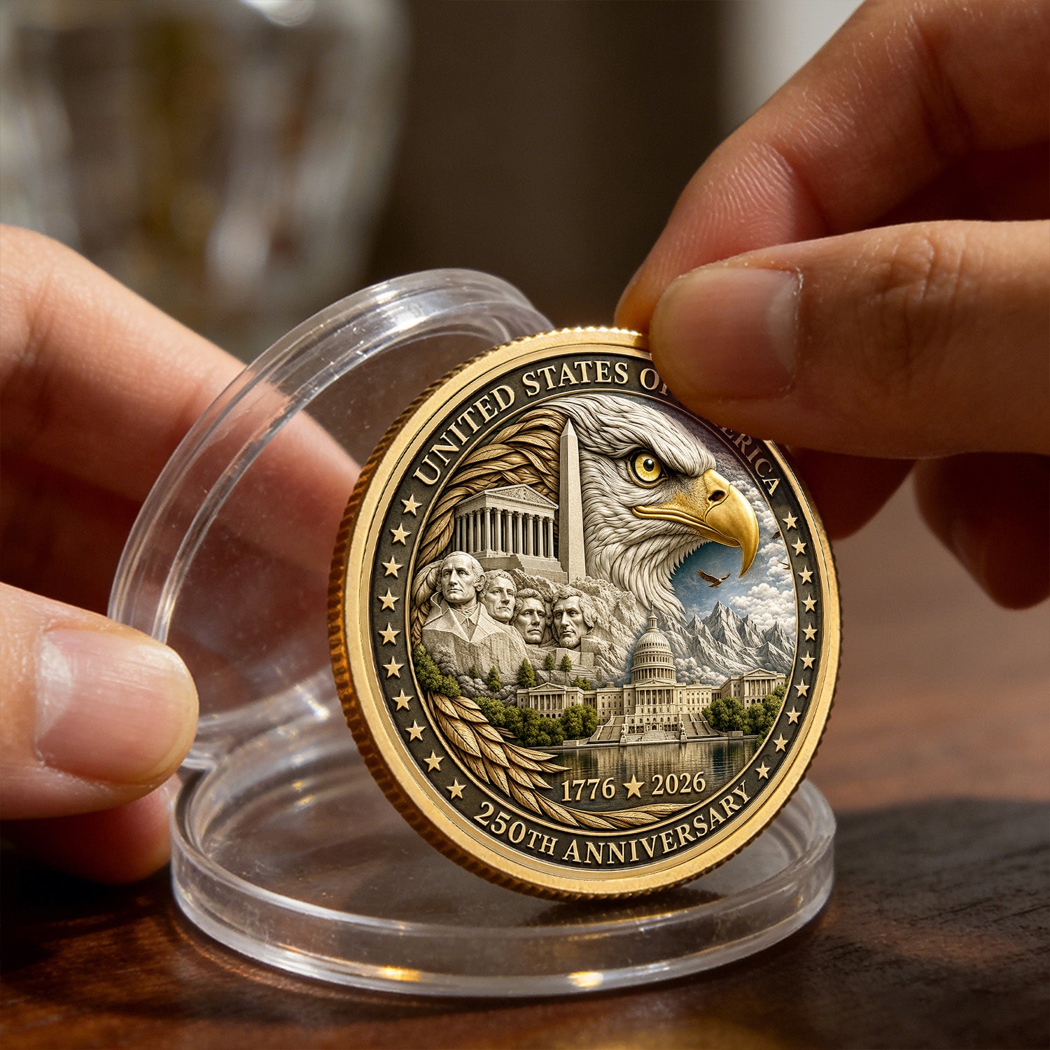 USMC Custom Rank Name 250th USA 3D Challenge Coin for Veterans