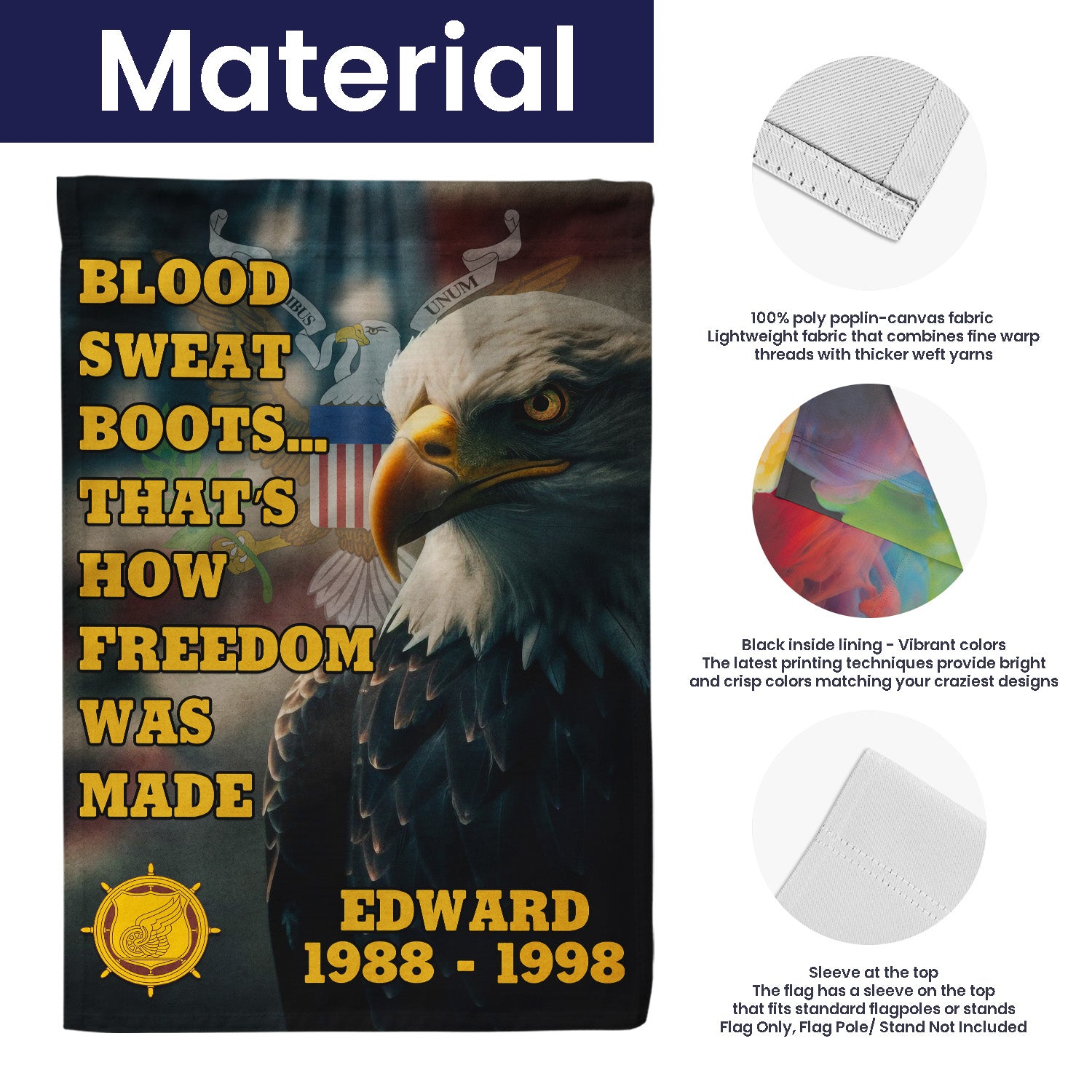 Personalized US Military Logo/Insignia And Text KFLAG32 Garden Flag, House Flag Twin-Side Printing