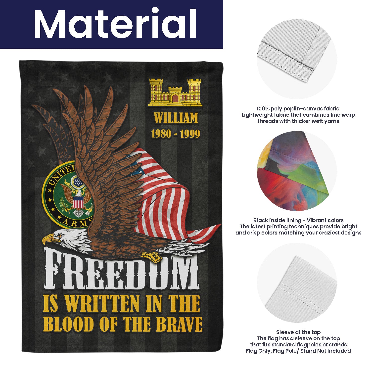 Personalized US Military Logo/Insignia And Text KFLAG29 Garden Flag, House Flag Twin-Side Printing