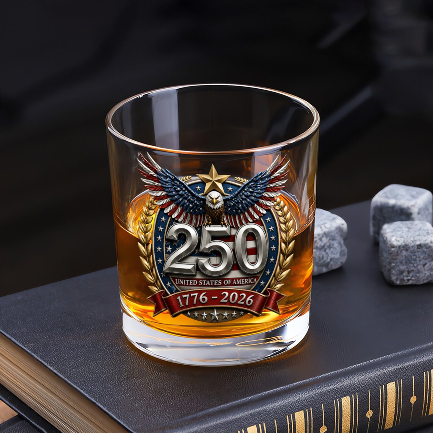 USA 250th Anniversary Whiskey Glass Patriotic Collector Gift