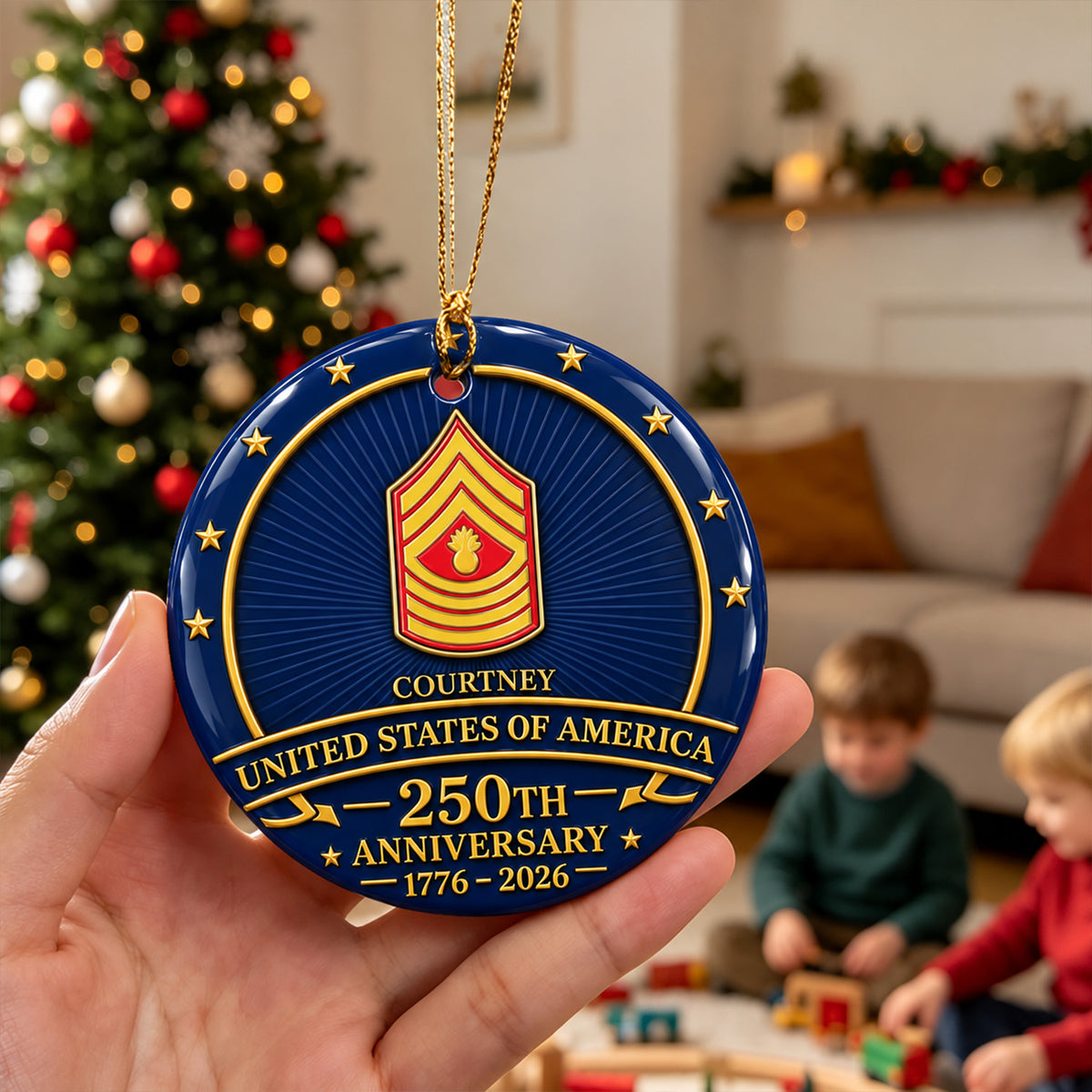 Custom Air Force 3D Relief Ornament Personalized Rank and Custom Text